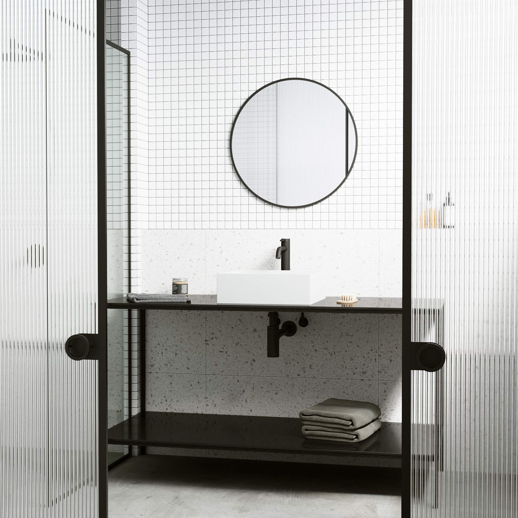 VIGO Matte White Composite Square Vessel Bathroom Sink - Modern Stone Montauk Design for Vanity, Powder Room & Bathroom Decor