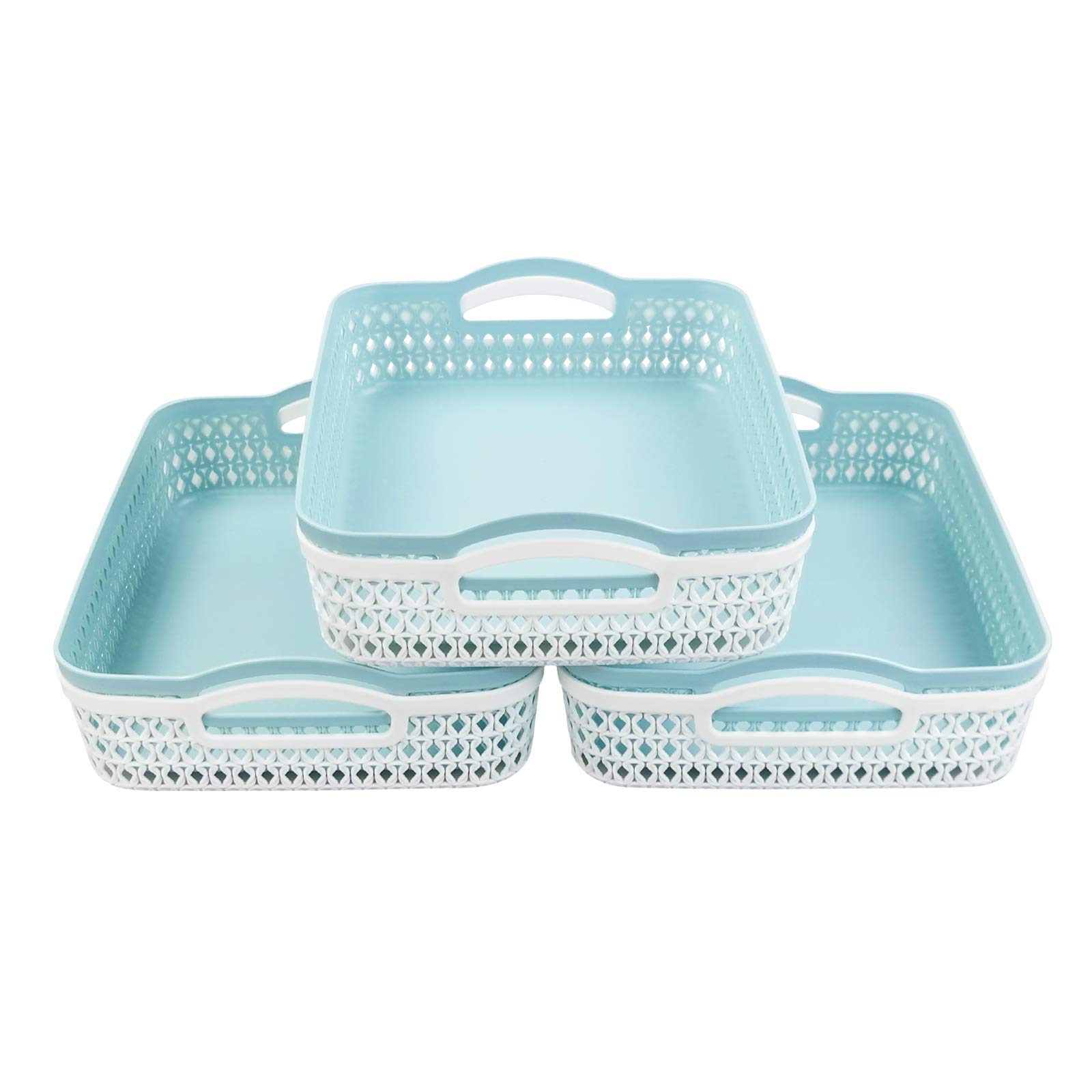 Plastic Weave Baskets - 6-Pack A4 Paper Organizer for Office & Home Storage