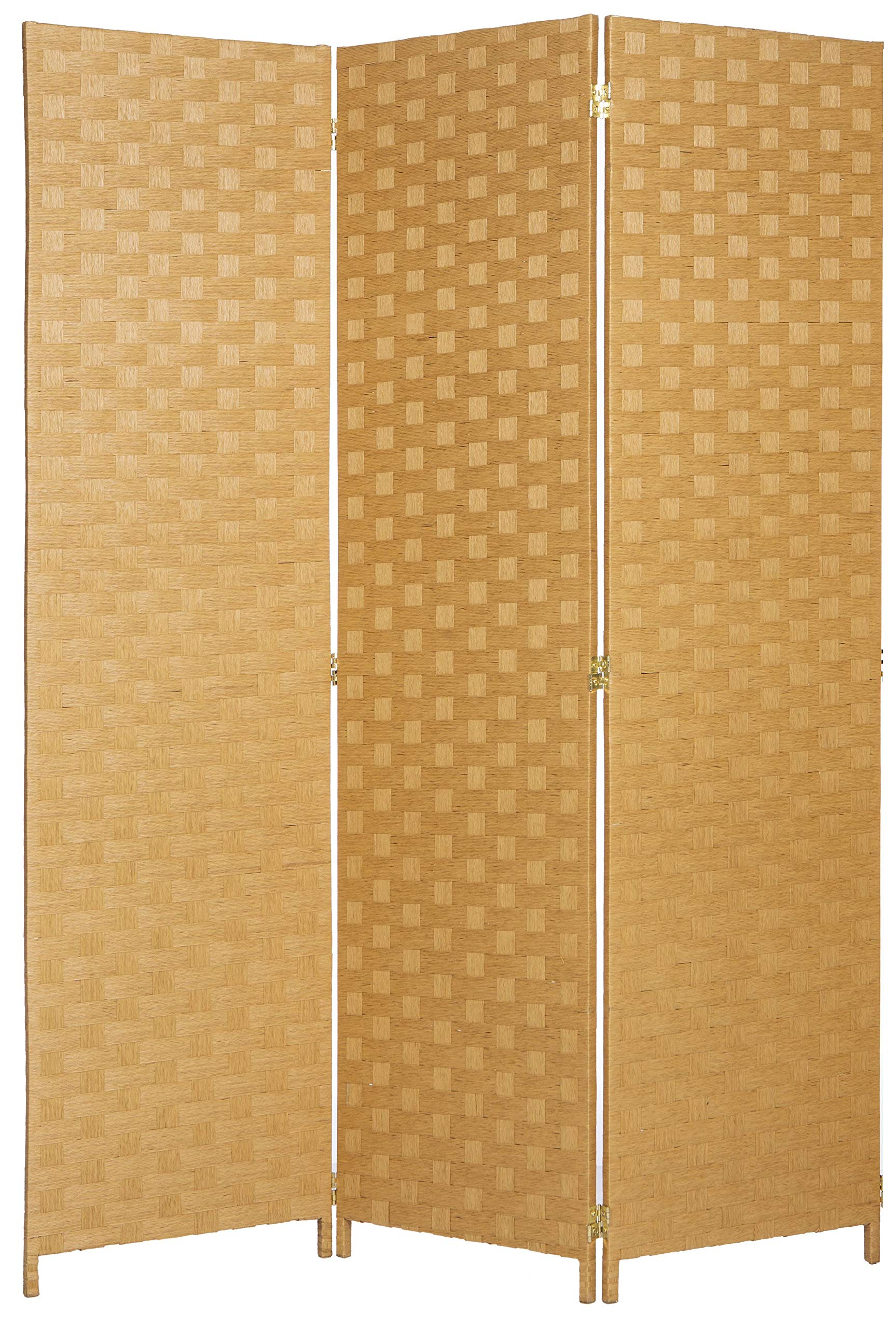 Bamboo Woven Room Divider - 3 Panel Privacy Partition Screen in Beige | Handmade Natural Decor for Living Room, Bedroom & Office Space