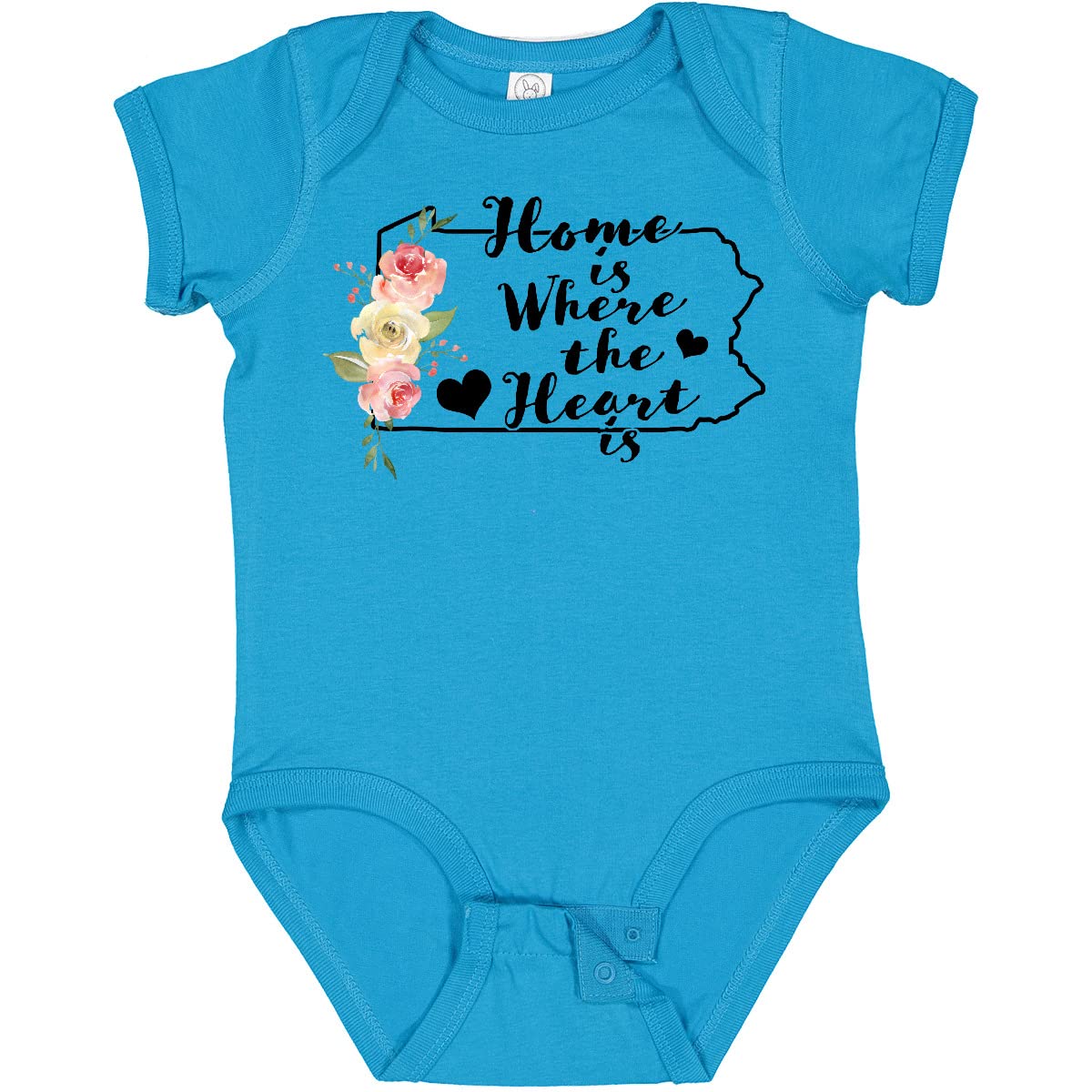 Inktastic Pennsylvania Home is Where The Heart is Watercolor Baby Bodysuit - Cute Outfit for Newborns, Infants & Toddlers - Perfect for Family Photos, Holidays & Everyday Wear