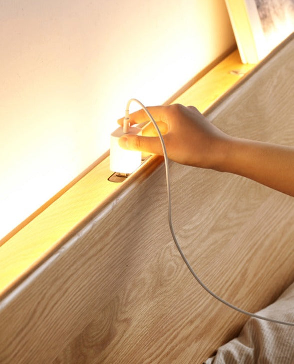 Solid Oak Wood LED Bed Frame with Built-in Lighting - Perfect for Modern Bedrooms, Guest Rooms, and Cozy Home Decor