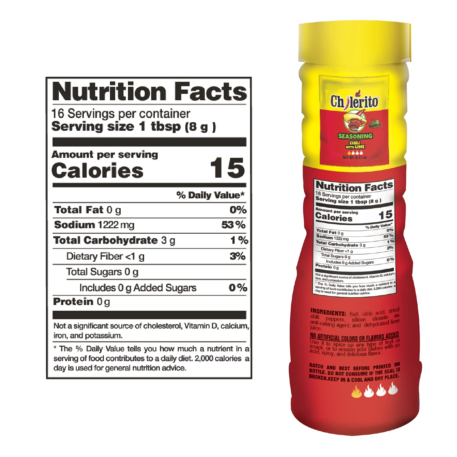 EL CHILERITO Seasoning Chili With Lime 135g/4.76 Fl Oz - Authentic Mexican Spice Blend - Perfect for Snacks, Fruits, Drinks & Cocktails - Kosher Certified Natural Ingredients - Great for Parties, BBQs & Family Gatherings