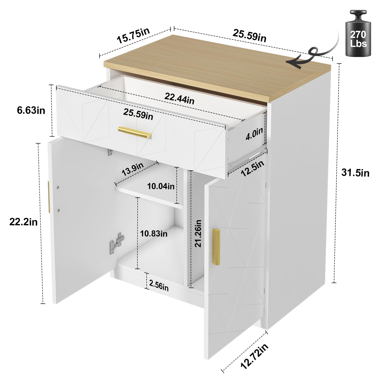 20 Gallon Fish Tank Stand with Charging Station & Storage - White Aquarium Cabinet with Drawer - Sturdy 10 Gallon Tank Table for Living Room, Bedroom or Office Decor