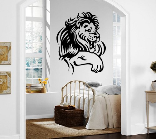 Funny Cartoon Lion Smile Vinyl Wall Sticker - Kids Room Nursery Animal Decor Art Mural (M368) - Perfect for Baby Bedroom, Playroom & Classroom Decorations