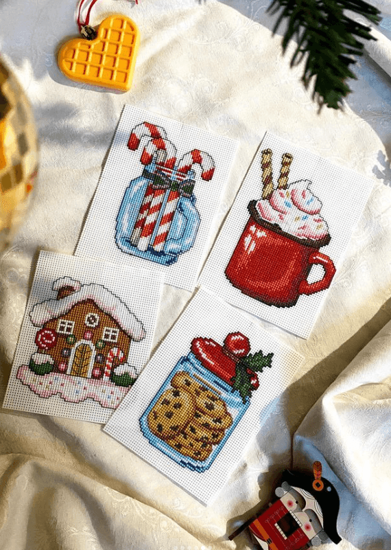 Christmas Sweets 119CS Counted Cross Stitch Kit - DIY Embroidery Kit for Holiday Decor, Gifts & Home Crafting