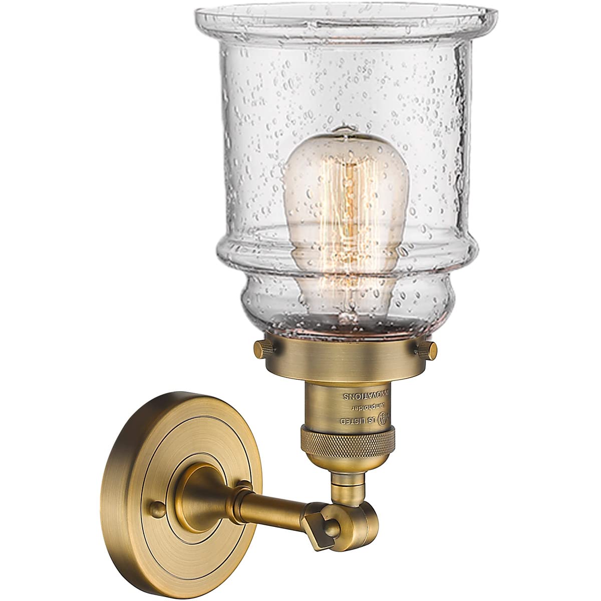Innovations INNO203-BB-G184-LED Brass LED Wall Sconce Light Fixture - Modern Dimmable Lighting for Bedroom, Hallway & Living Room Decor