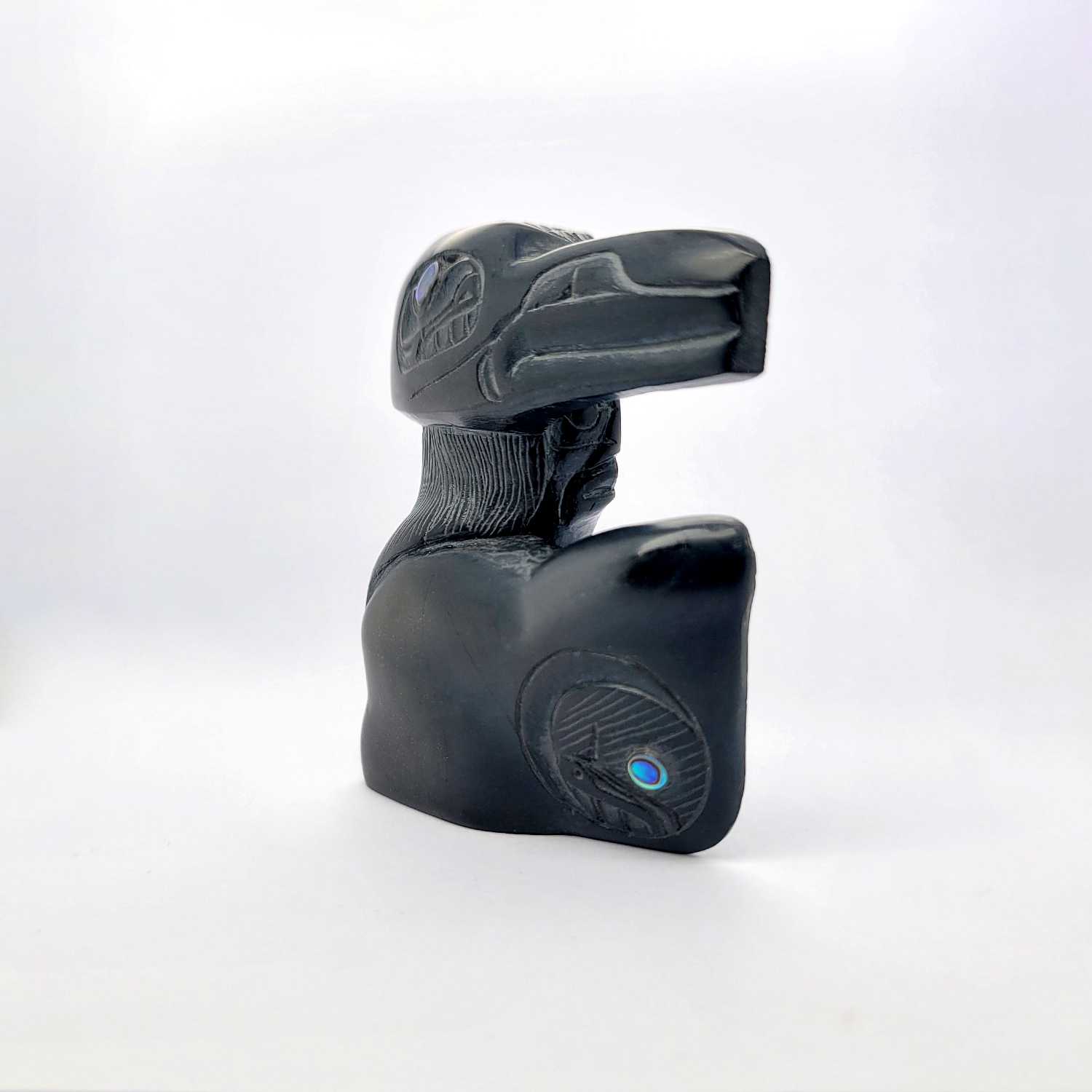 Authentic Argillite Raven Dancer Hand Carved Native American Art - Perfect for Home Decor, Gift Giving & Cultural Collections