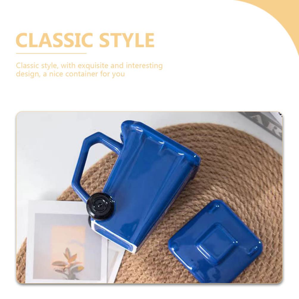 Insulated Ceramic Coffee Mug with Lid - Multi-Function Desktop Recycle Bin & Drinkware - Blue Gaming Mug for Home, Office, Gaming Setup & Outdoor Use