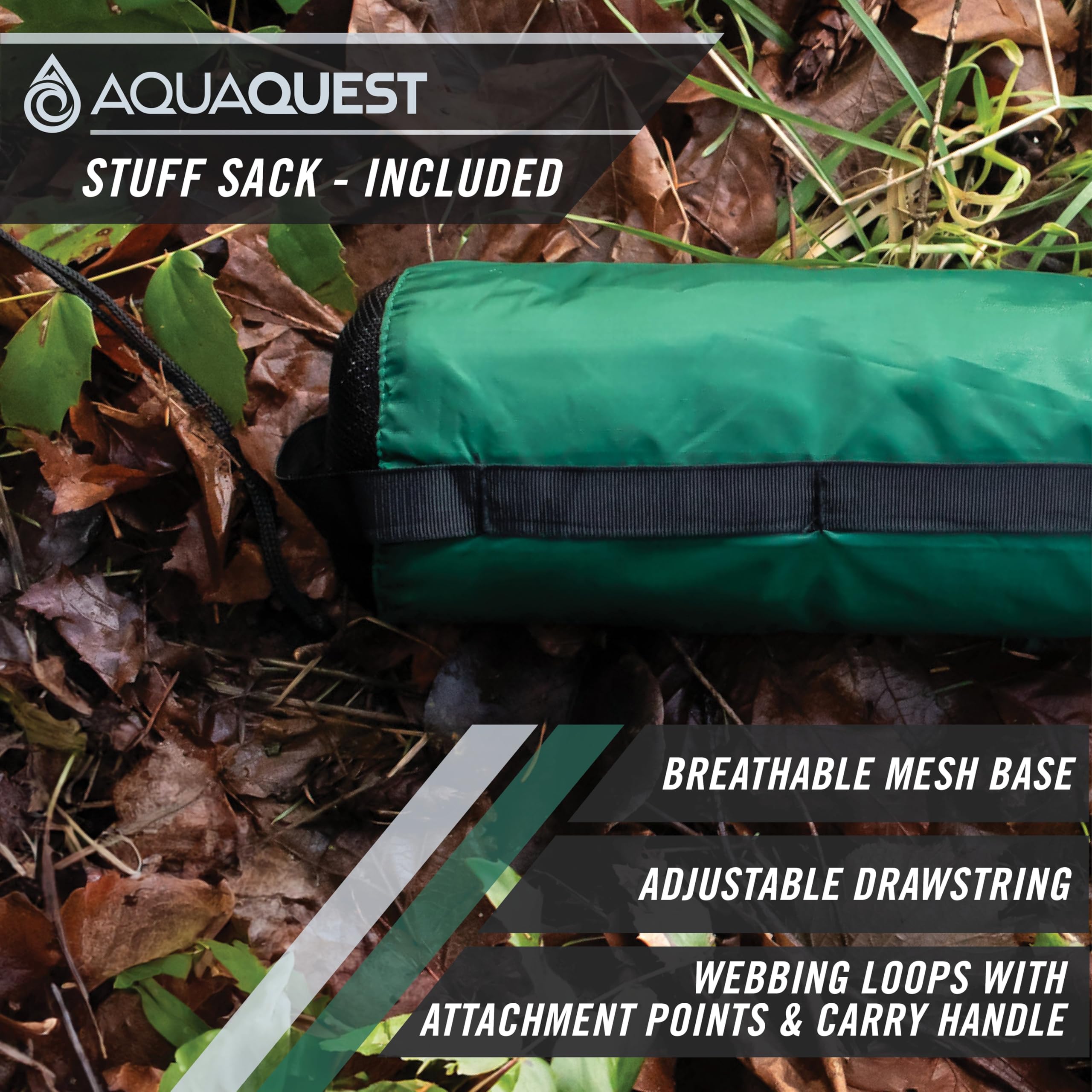 AquaQuest Guide Waterproof Camping Tarp - Lightweight Tent Rain Fly Cover for Hiking, Backpacking, Hammock & Survival Gear | Perfect for Outdoor Adventures, Emergency Shelter & All-Weather Protection
