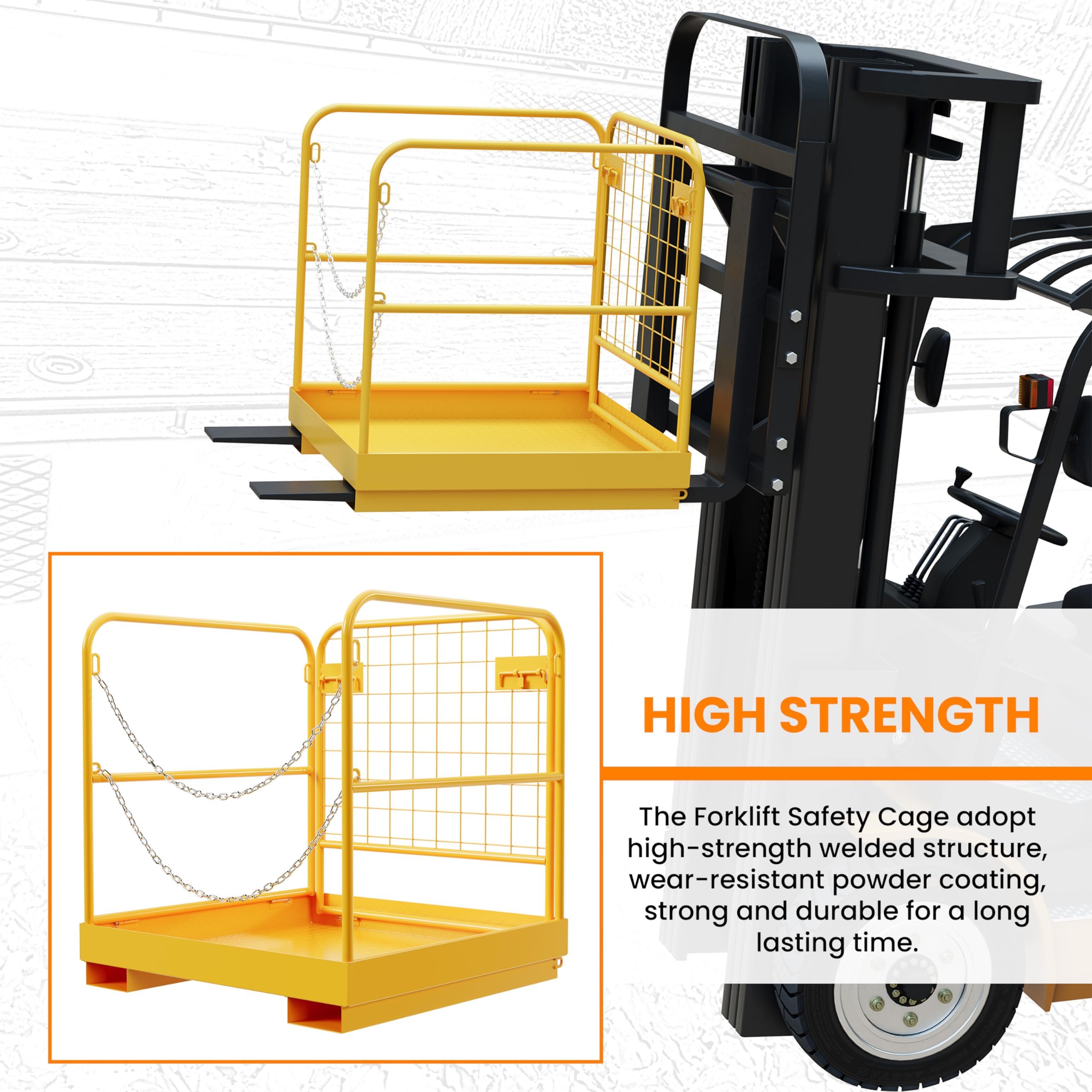 Heavy Duty 36x36 Steel Forklift Safety Cage - 1200 LBS Capacity Foldable Forklift Man Basket Work Platform for Warehouse, Construction & Industrial Use