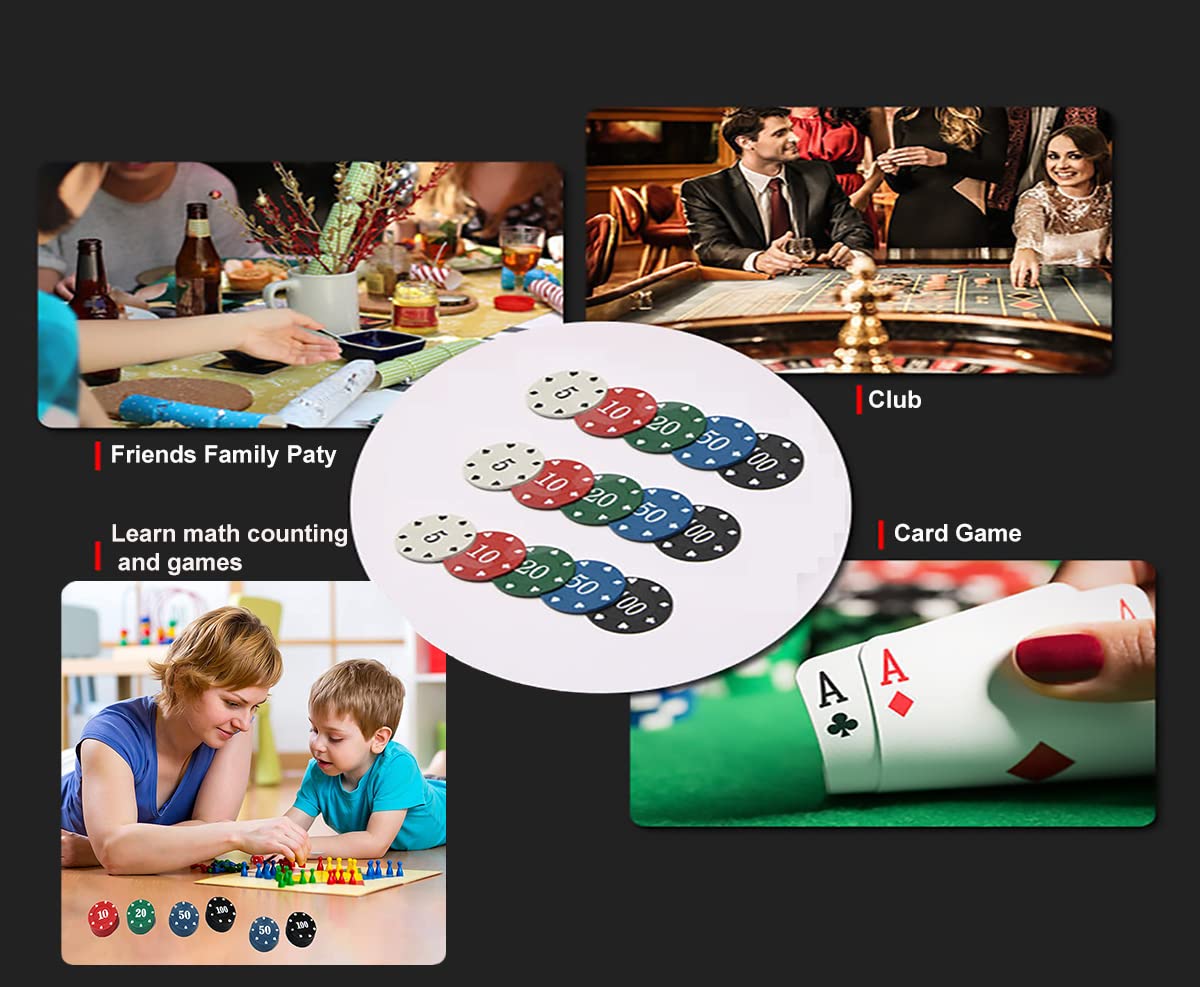 Premium IXIGER Poker Chips Set - 100pcs Plastic Casino-Style Chips with Black Velvet Pouch Bag for Math Learning, Game Nights & Poker Parties - Perfect for Home Entertainment, Classroom Counting & Casino-Themed Events