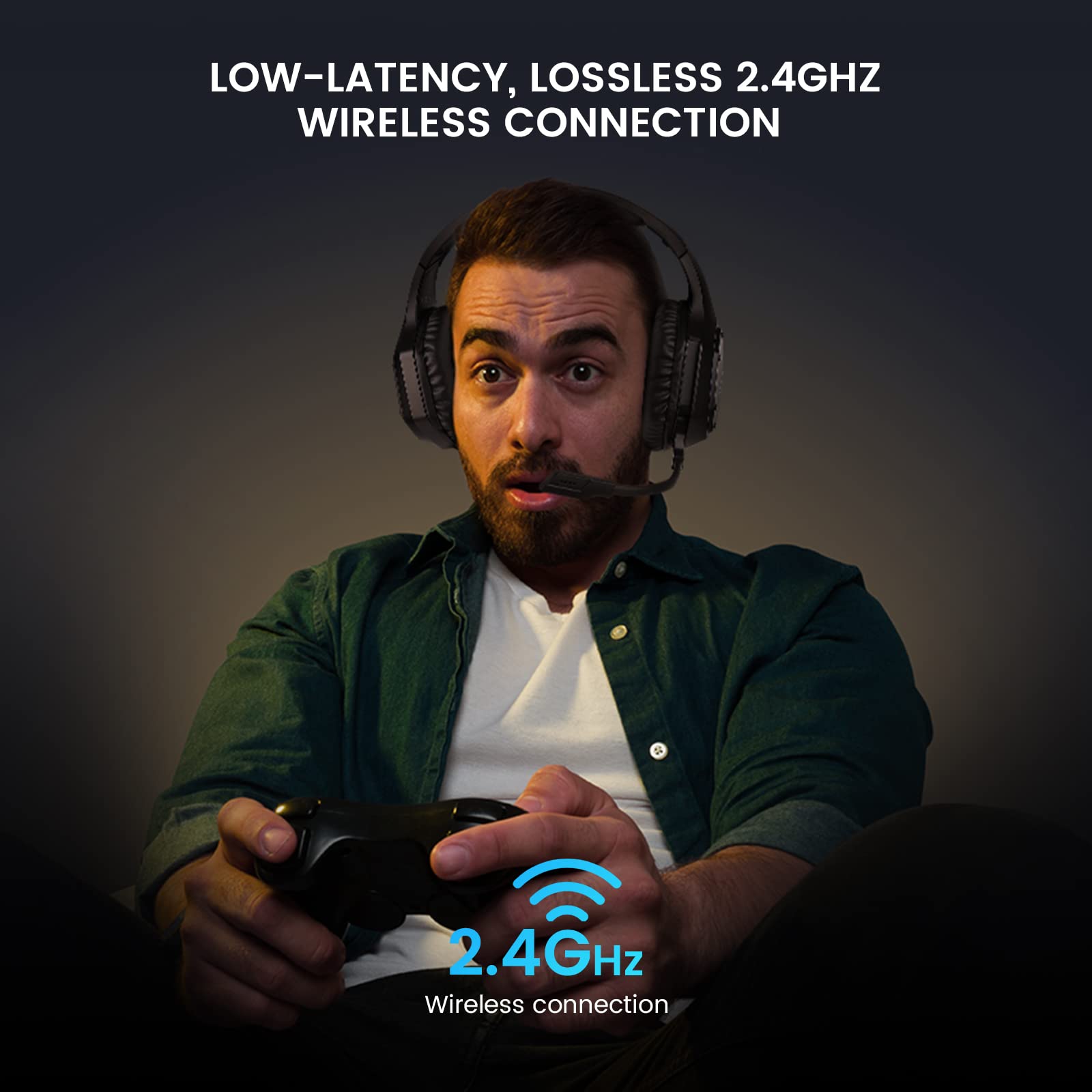 EKSA Wireless Gaming Headset for PS4, PS5, PC - 7.1 Surround Sound with Noise Cancelling Mic, RGB Lighting & 36H Battery Life - 2.4G USB & 3.5mm Jack Compatible with Computer, Laptop - Perfect for Competitive Gaming, Streaming & Online Meetings