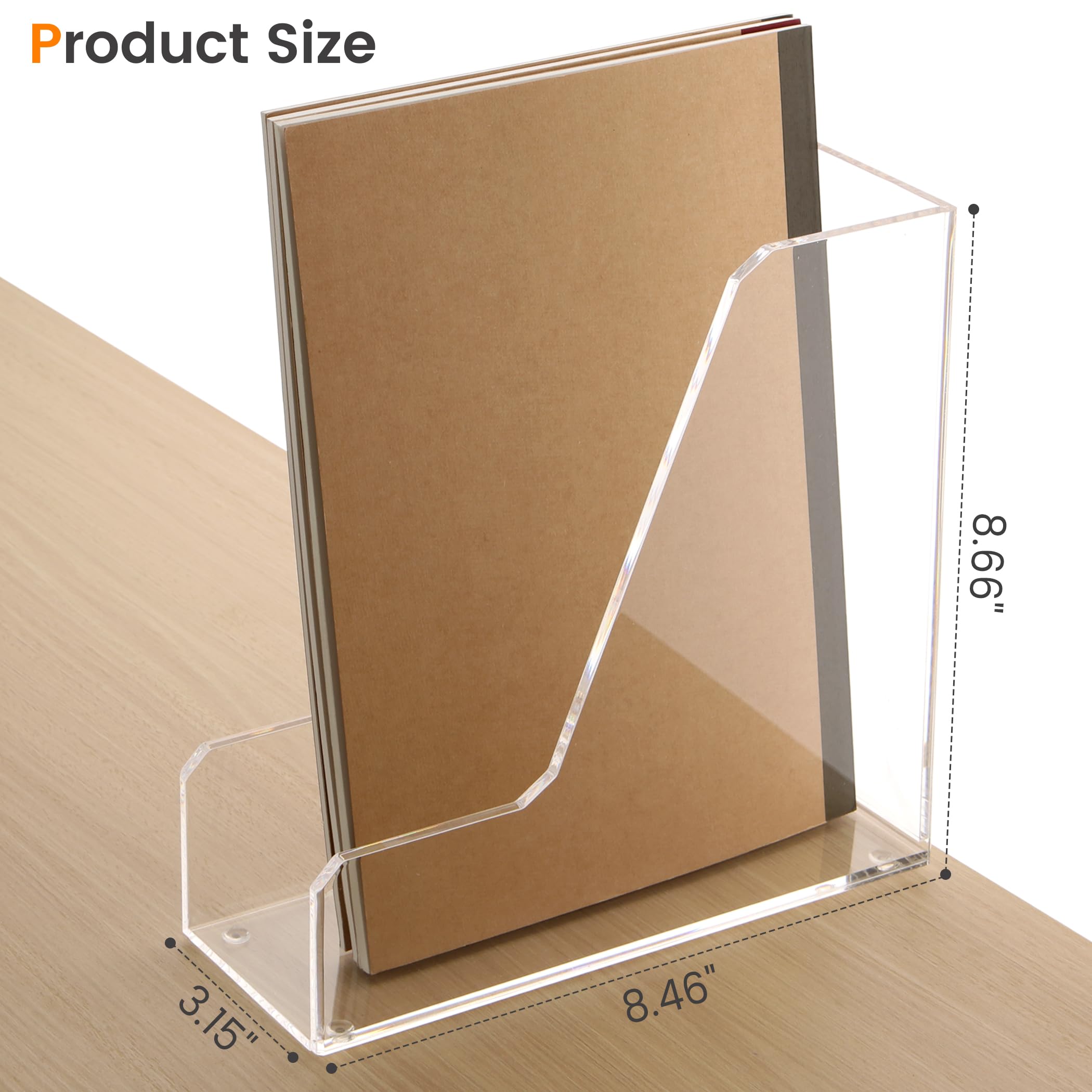Clear Acrylic Magazine Rack & File Holder - 2-Pack Vertical Desk Organizer for Office, Home, or Dorm - Perfect for Storing Books, Magazines, and Office Supplies - Space-Saving Storage Solution