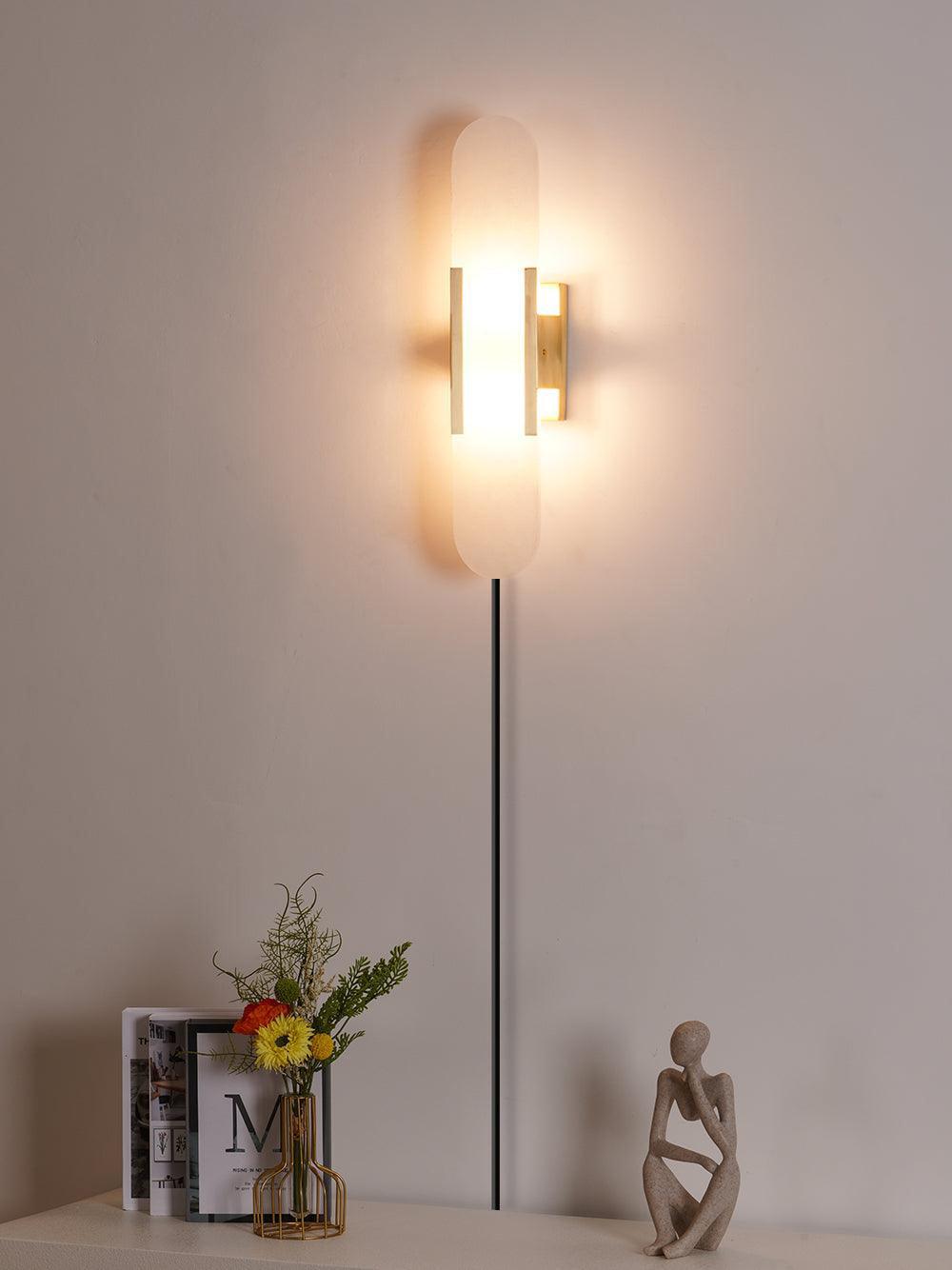 Melange Elongated Plug-in Wall Sconce Light - Modern Plug in Wall Lamp for Bedroom, Living Room & Hallway Lighting