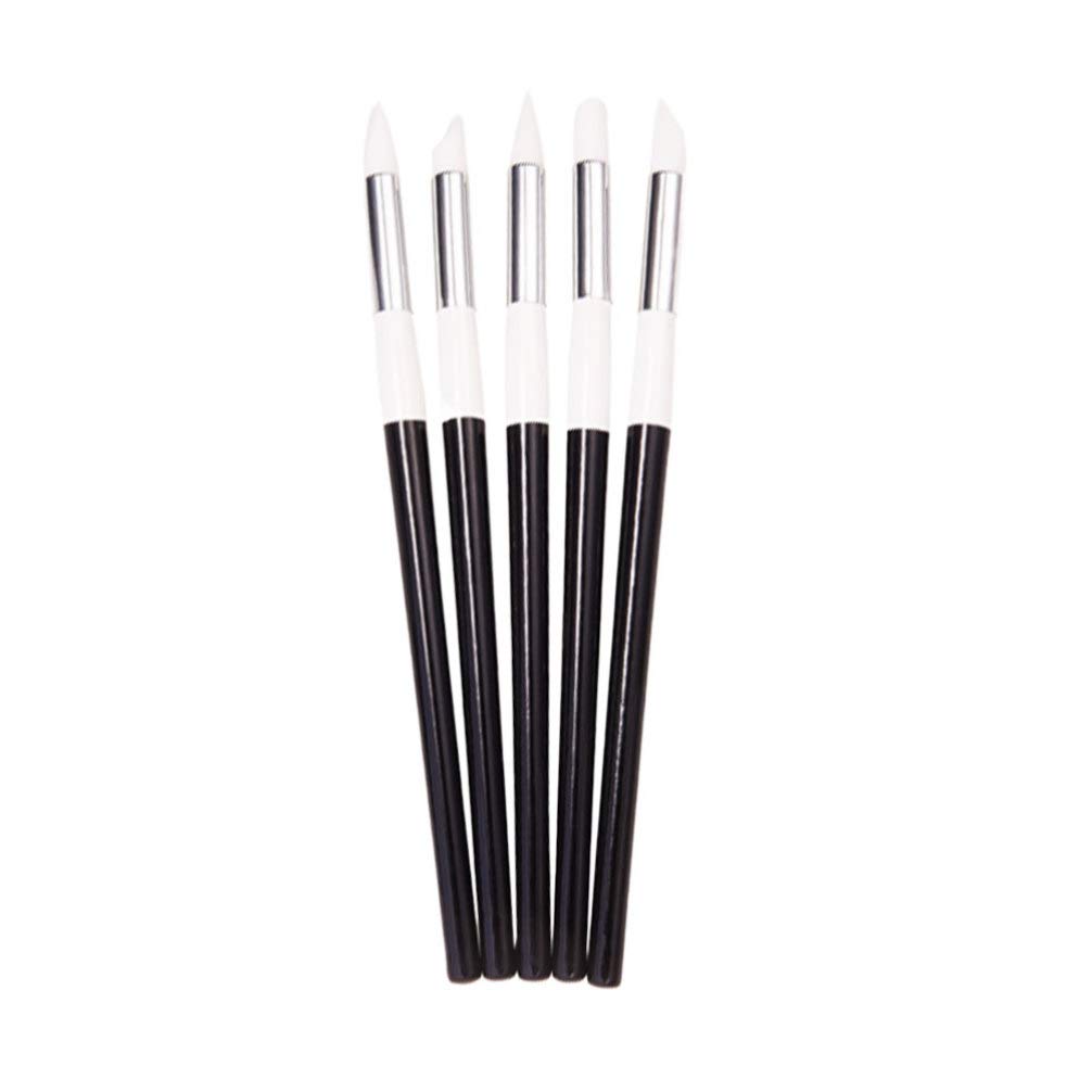 5pcs Nail Art Brush Set - Silicone Polymer Clay Tools & Nail Polish Carving Pens for Professional Manicure - Perfect for Nail Painting, Acrylic Nail Design, and DIY Nail Art at Home or Salon
