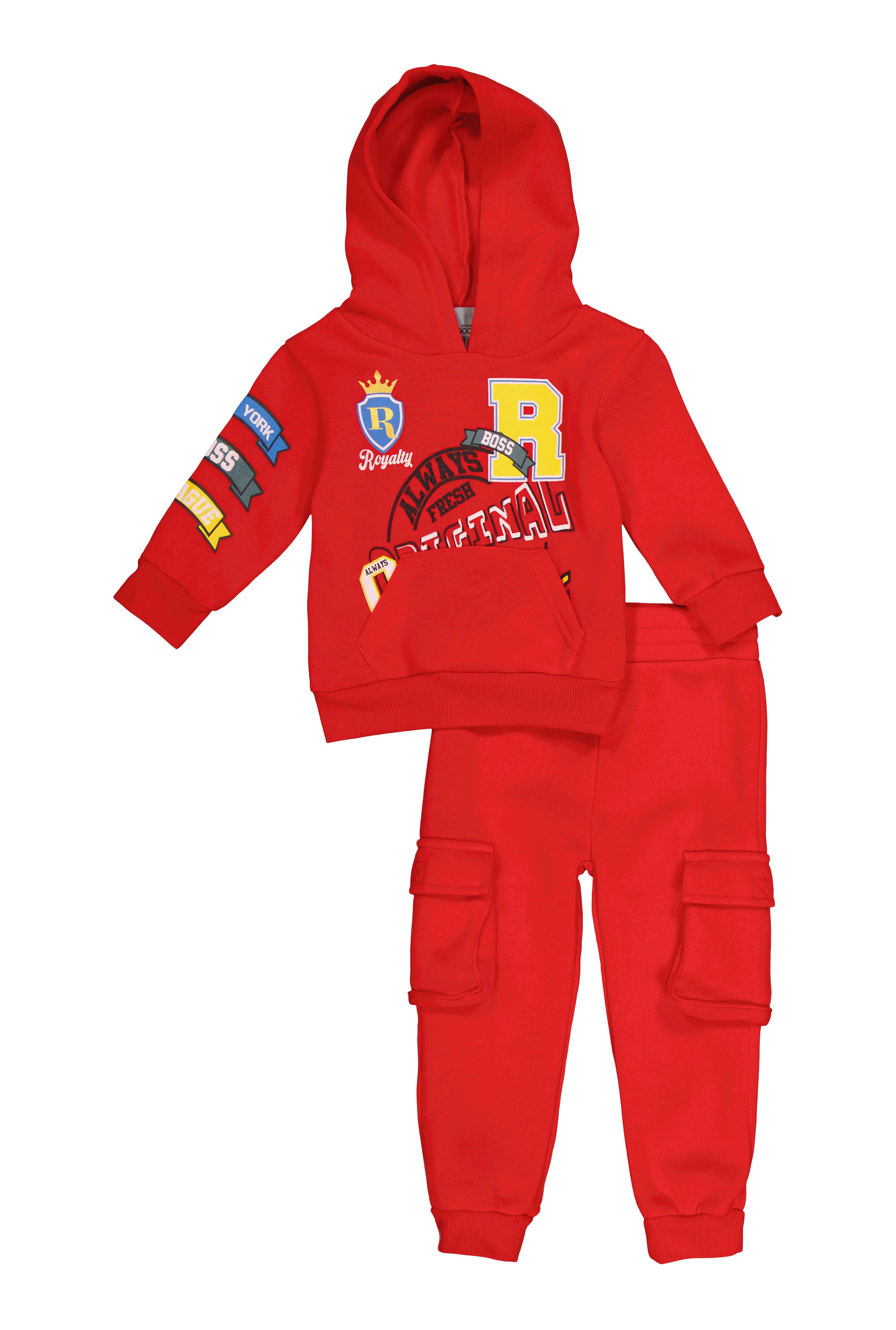 Baby Boys 12-24 Months Royalty Graphic Hooded Sweatshirt & Cargo Joggers Set - Soft Cotton Play Outfit for Toddler Boys | Perfect for Playdates, Daycare & Family Photos