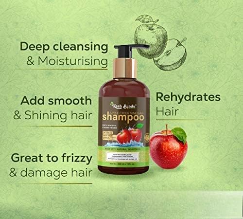Organic Apple Cider Vinegar Shampoo for Hair Growth - Sulfate Free, Paraben Free, Vegan Formula - 300ml Bottle - Perfect for Dry, Damaged Hair & Scalp Care at Home