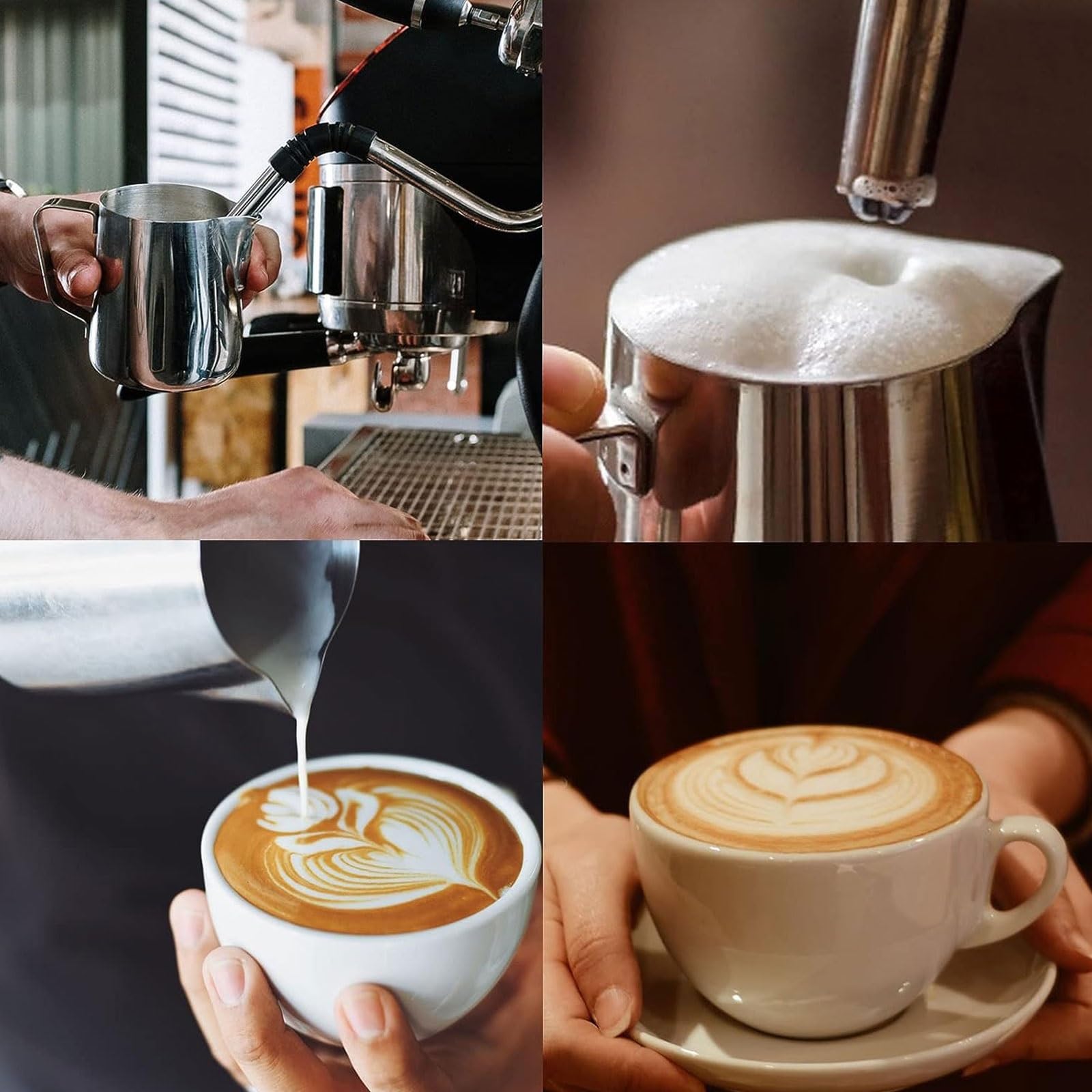 Premium Stainless Steel Milk Frothing Pitcher 12oz/20oz/34oz - Barista-Grade Coffee Frother Cup for Cappuccino, Latte & Espresso - Espresso Machine Accessories with Inner Measurements (Ideal for Home & Cafe Use)