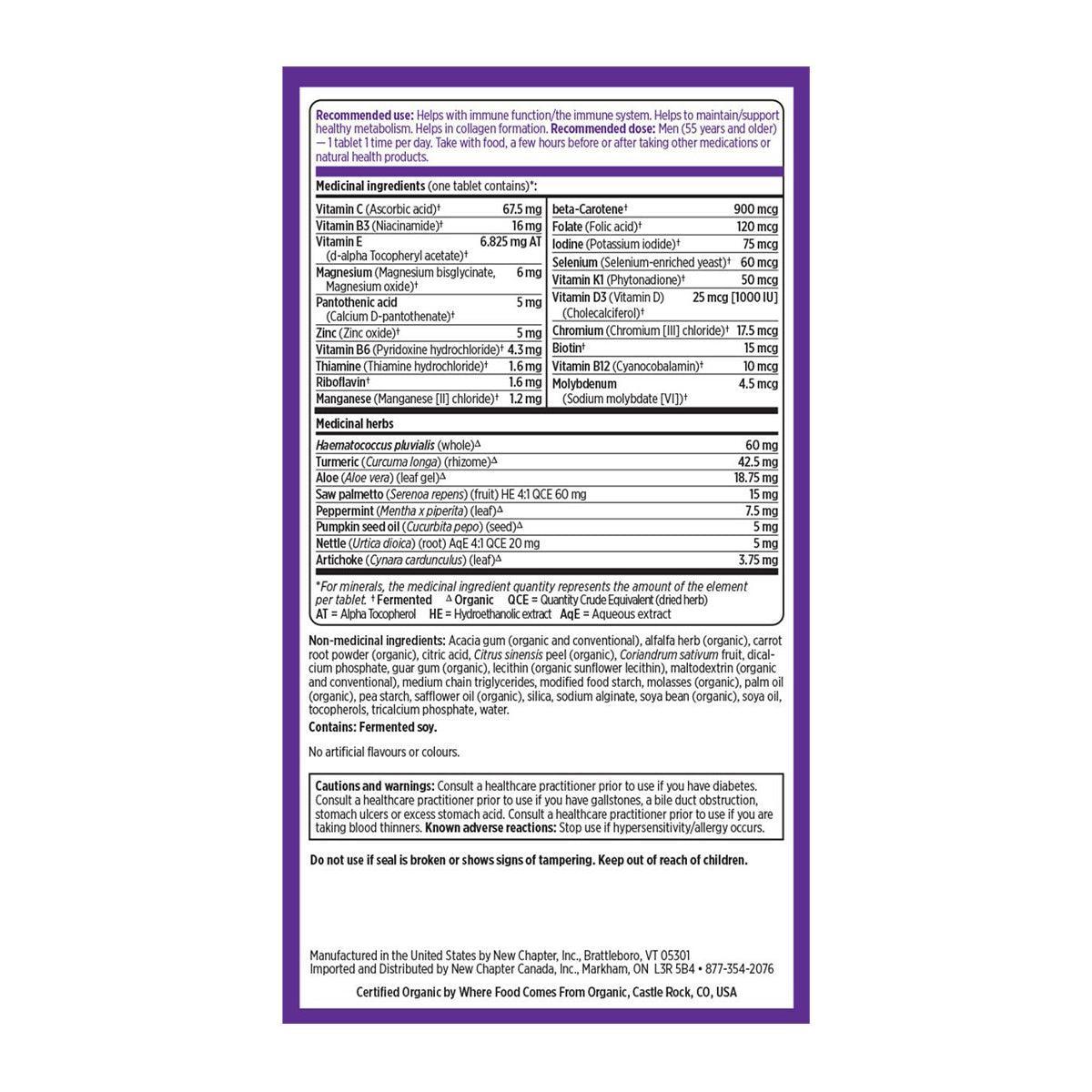 New Chapter Every Man's One Daily Multivitamin for Men 55+ - 30 Tablets with Essential Nutrients (Expires September 2025) - Supports Energy, Immunity & Heart Health for Active Senior Men