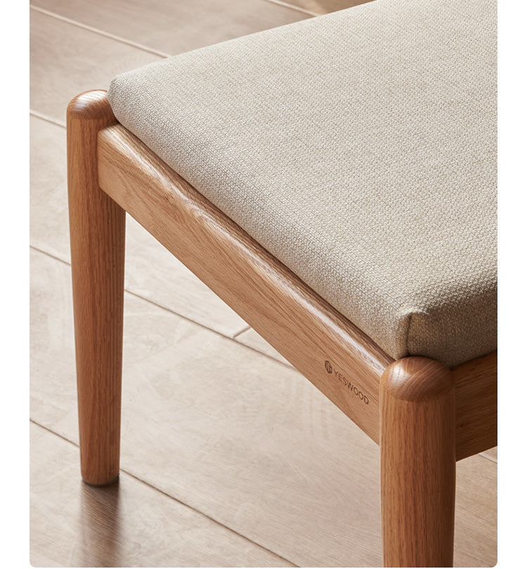 Solid Oak Wood Low Back Small Dining Chair - Modern Kitchen & Breakfast Nook Seating - Perfect for Small Spaces & Compact Dining Areas