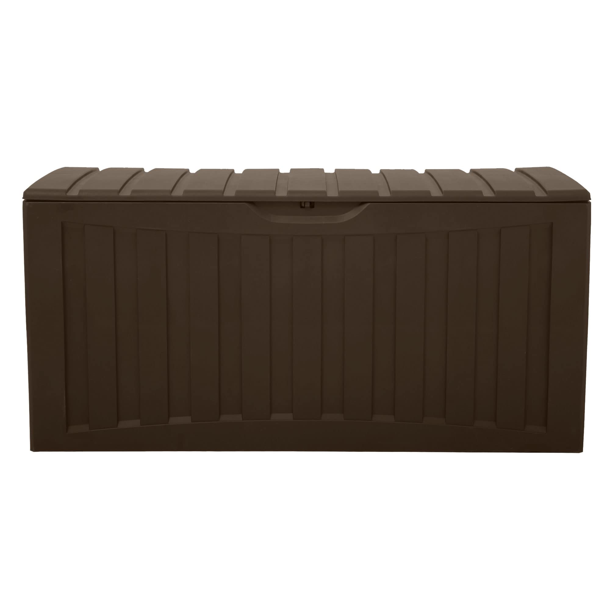 Ram Quality 90 Gallon Outdoor Storage Bin - Lockable Deck Box for Patio, Pool & Backyard | Weatherproof Plastic Container for Cushions, Pool Toys & Towels | Brown Large Capacity Organizer (Perfect for Outdoor Furniture Protection & Seasonal Storage)