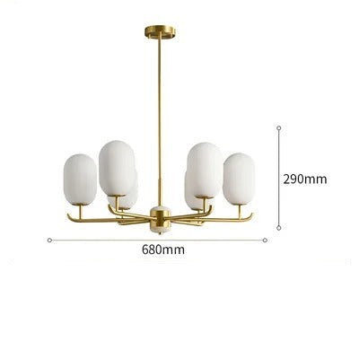 Elegant White Jade Glass Lampshade Chandelier - Modern Crystal Ceiling Light Fixture for Living Room, Bedroom & Dining Room Decor