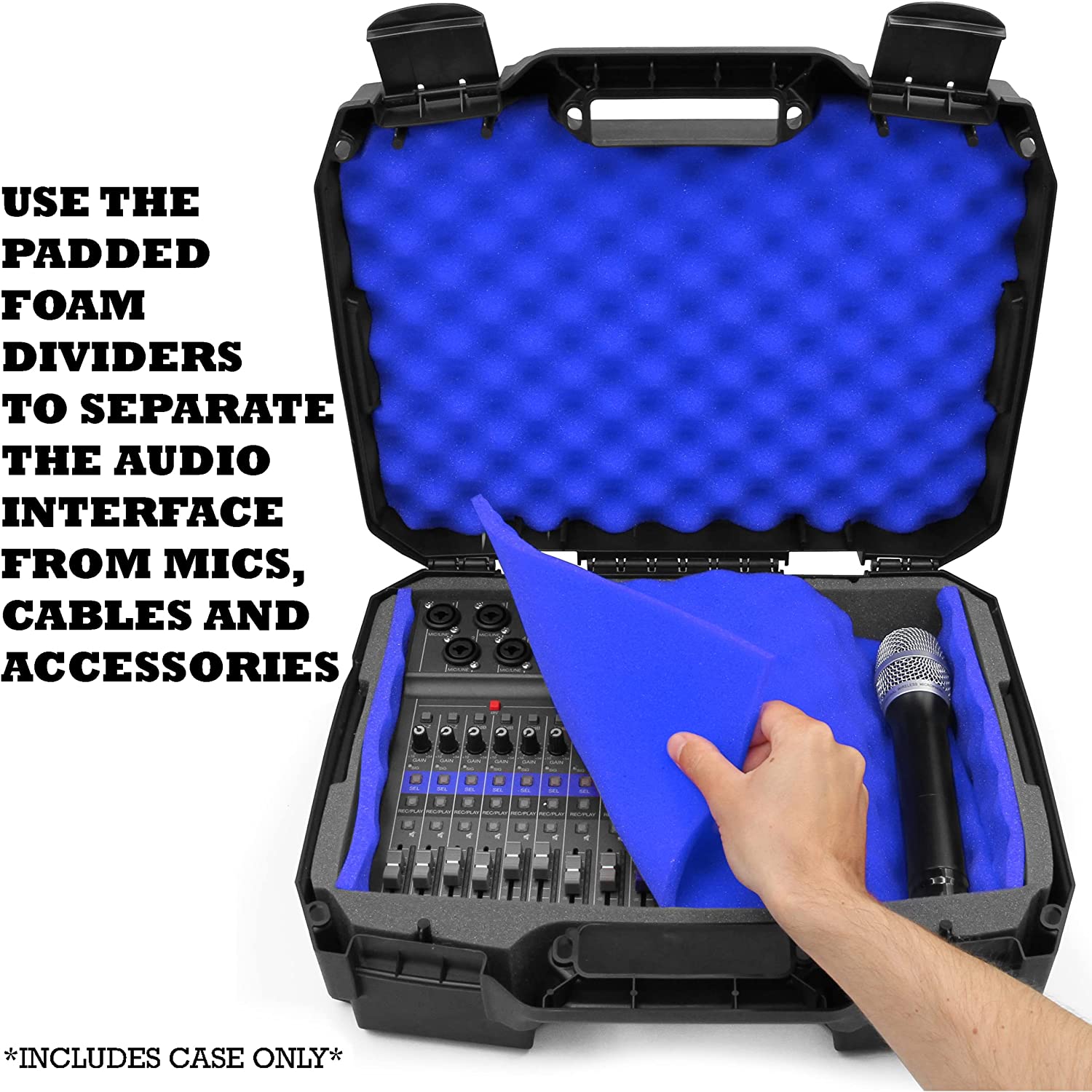 CASEMATIX DJ Mixer Case Compatible with Yamaha MG10XU, MG10, MG06 - Shockproof 10-Input Stereo Mixer Carrying Case with Red Foam Protection - Perfect for Studio, Live Performances & Travel