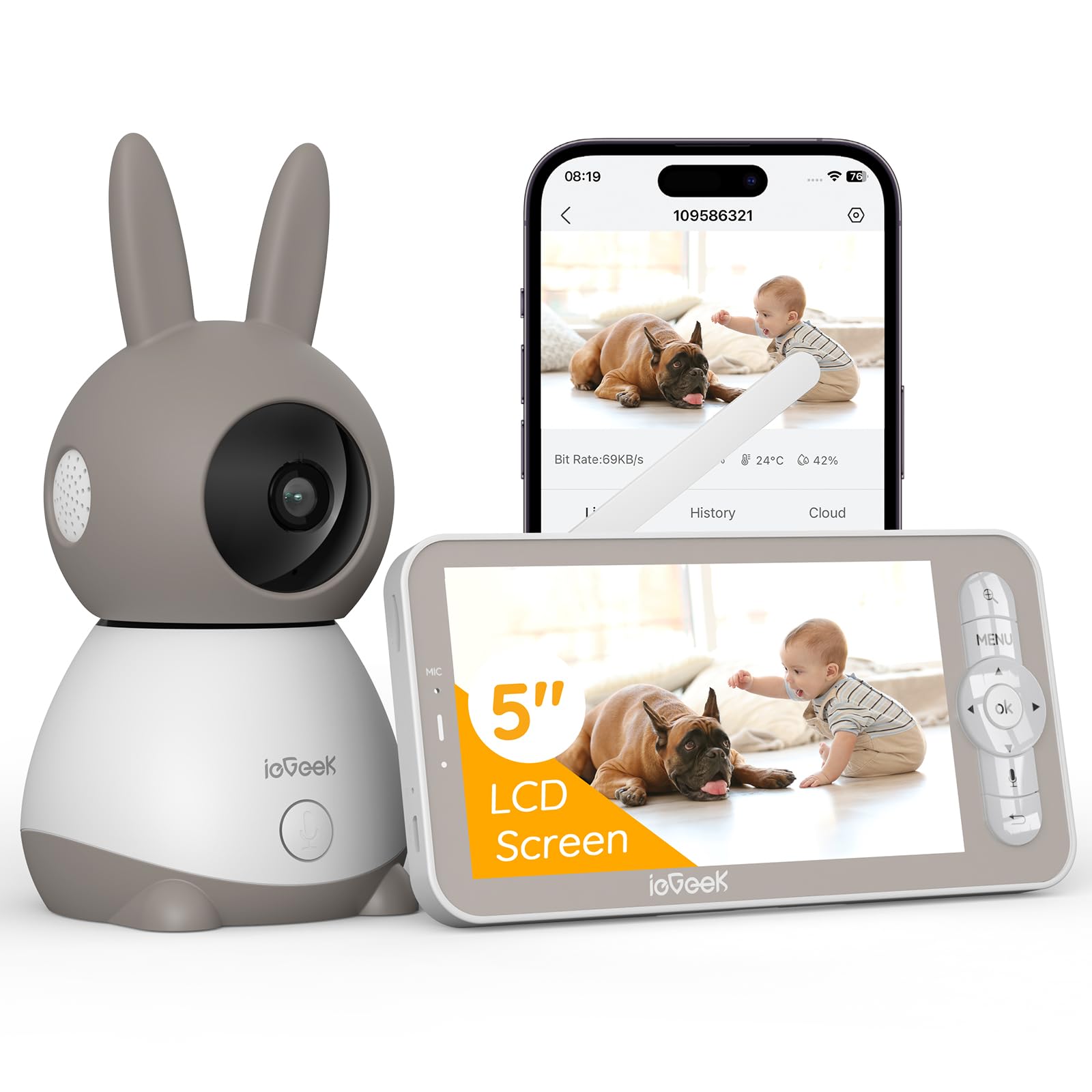 ieGeek 2K HD Baby Monitor with 360° View & AI Cry Detection - Wireless 5