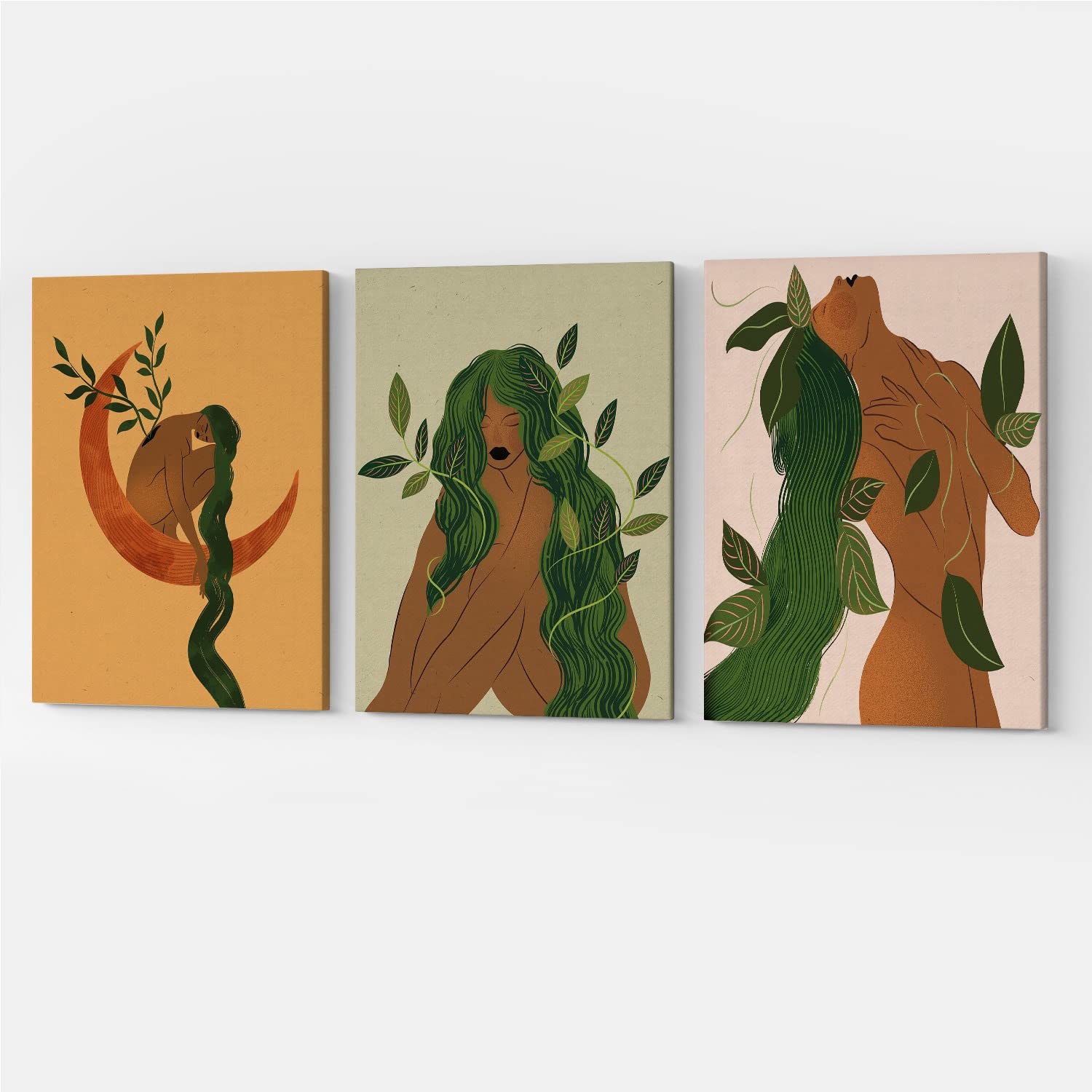 GUBIYU Framed Canvas Wall Art - Abstract Minimalist Leaf Print Painting, Modern Boho Decor for Living Room & Bedroom, 24x36 Inches | Perfect for Home, Office & Gift Giving
