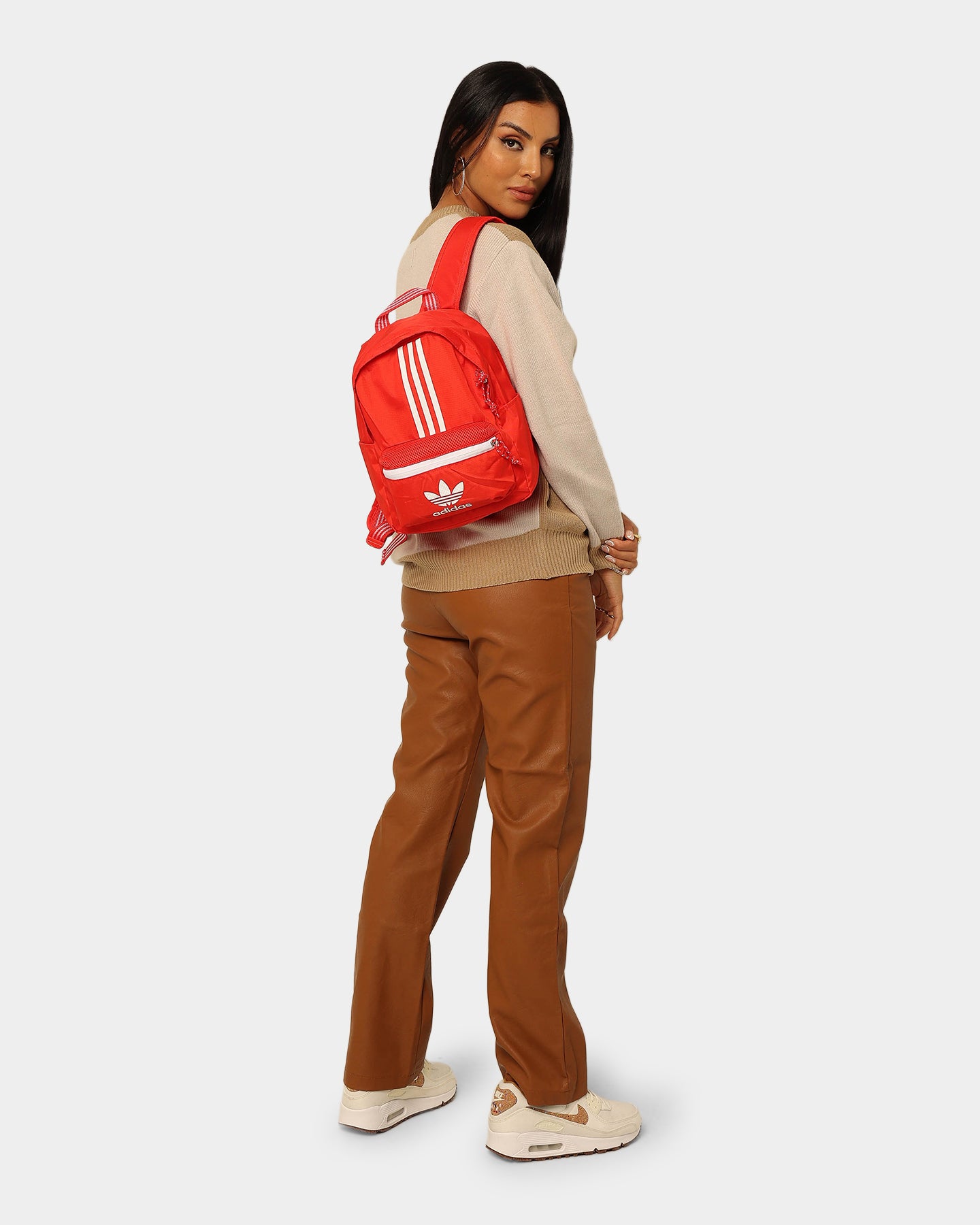Adidas Small Backpack for Women & Men - Lightweight Red & White School Backpack, Travel Daypack for Hiking, Gym, Work & College