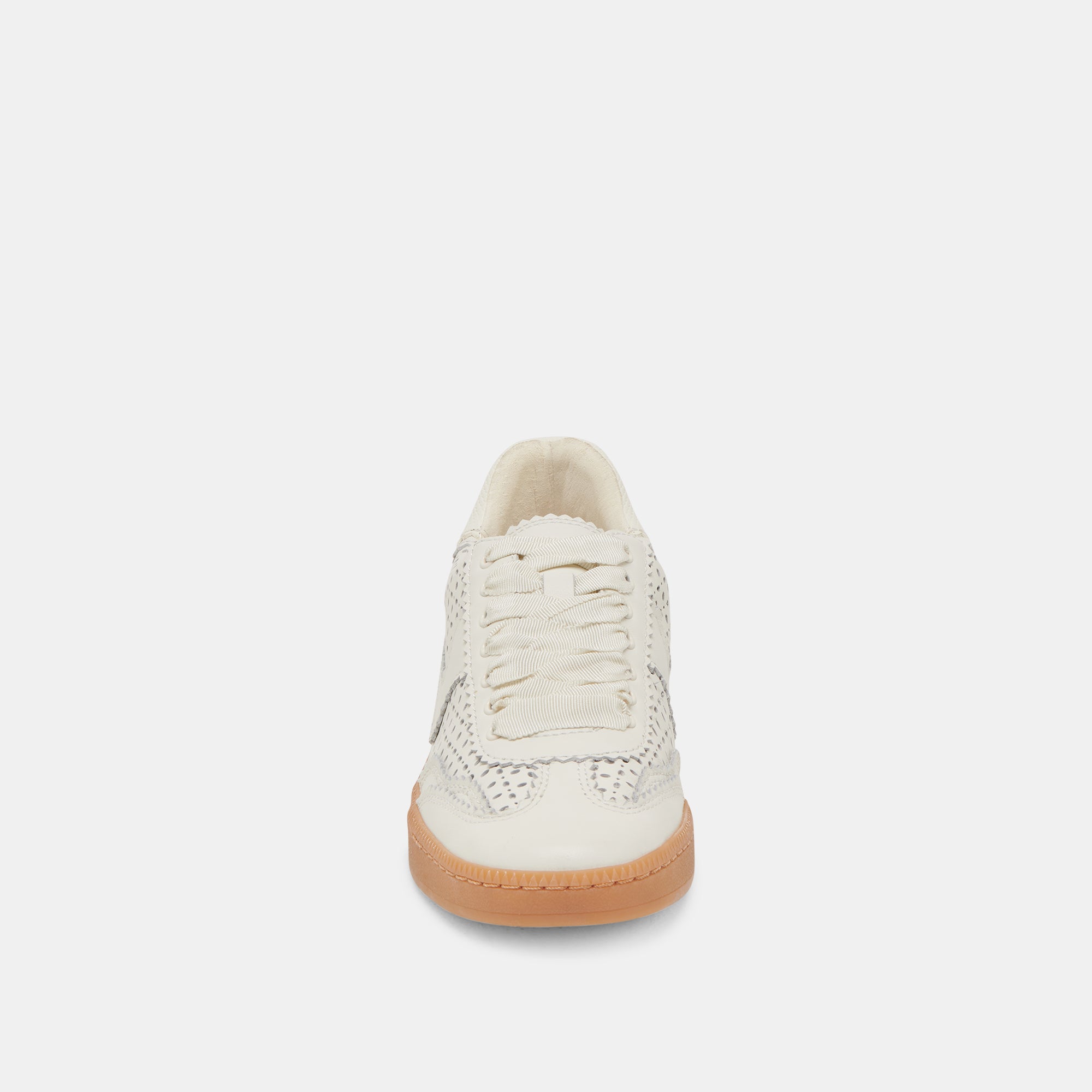 Notice White Leather Perforated Eyelet Sneakers - Comfortable & Stylish Shoes for Casual Wear, Walking, and Everyday Fashion
