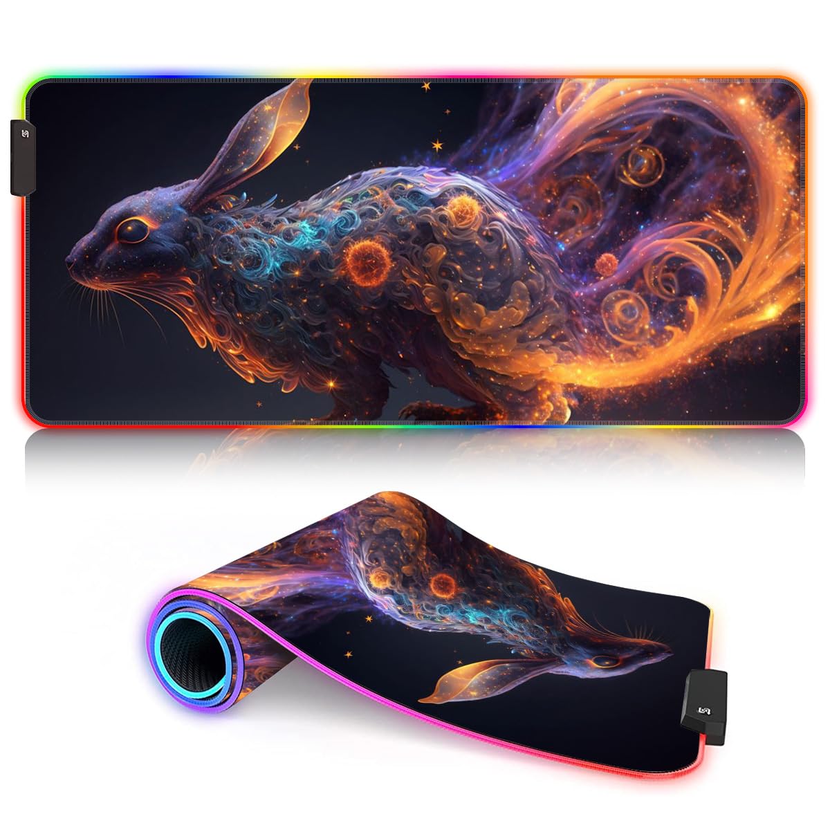 HEYCE Large Extended LED Gaming Mouse Pad (60x35x0.3cm) - Non-Slip Rubber Base Keyboard Mat for ROG, PC, Laptop - Perfect for Gaming, Office Work & Home Use