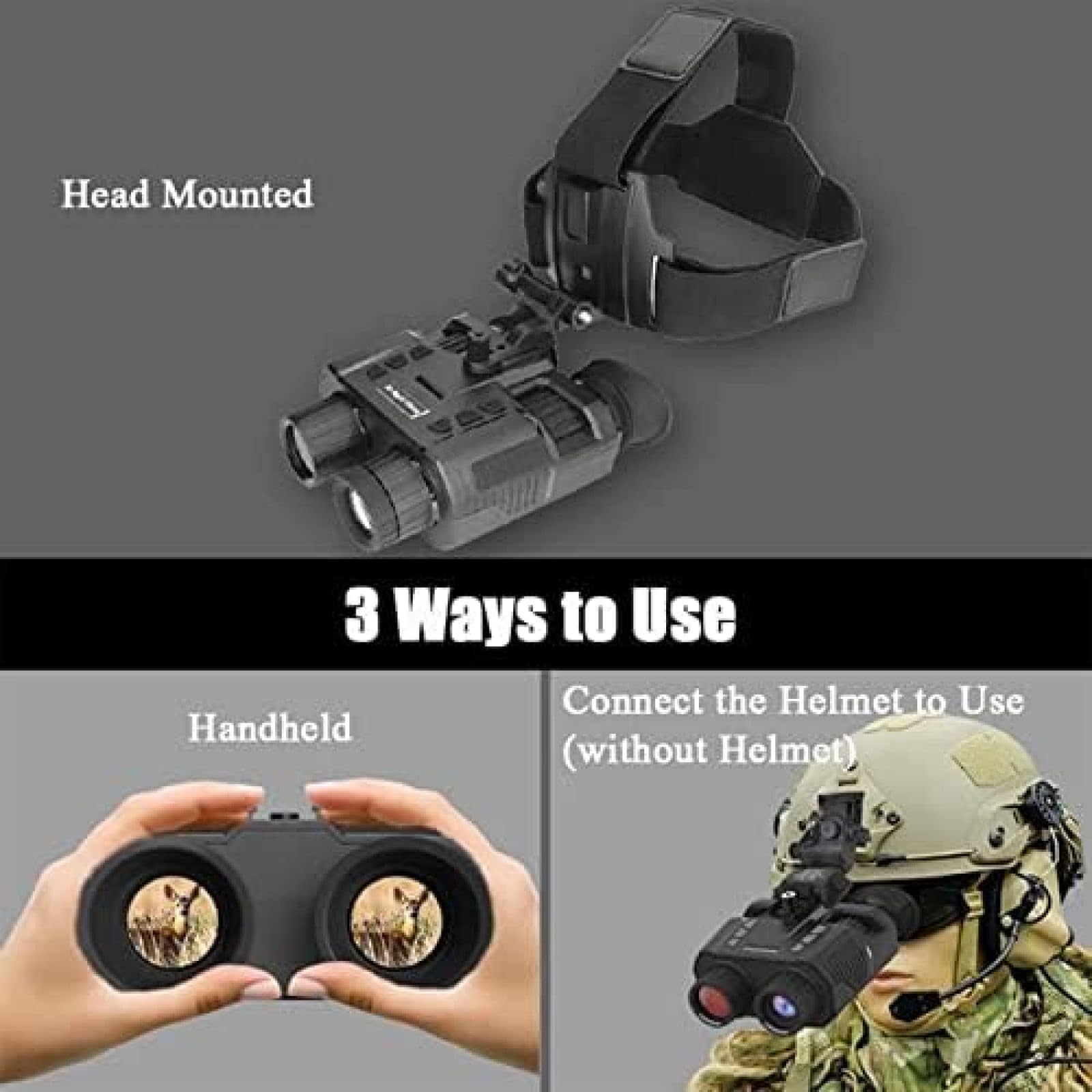Head Mount Night Vision Goggles - Infrared Thermal Imaging Binoculars for Hunting & Outdoor Adventures | Rechargeable Day & Night Vision Scope | Perfect for Wildlife Observation, Security & Nighttime Exploration