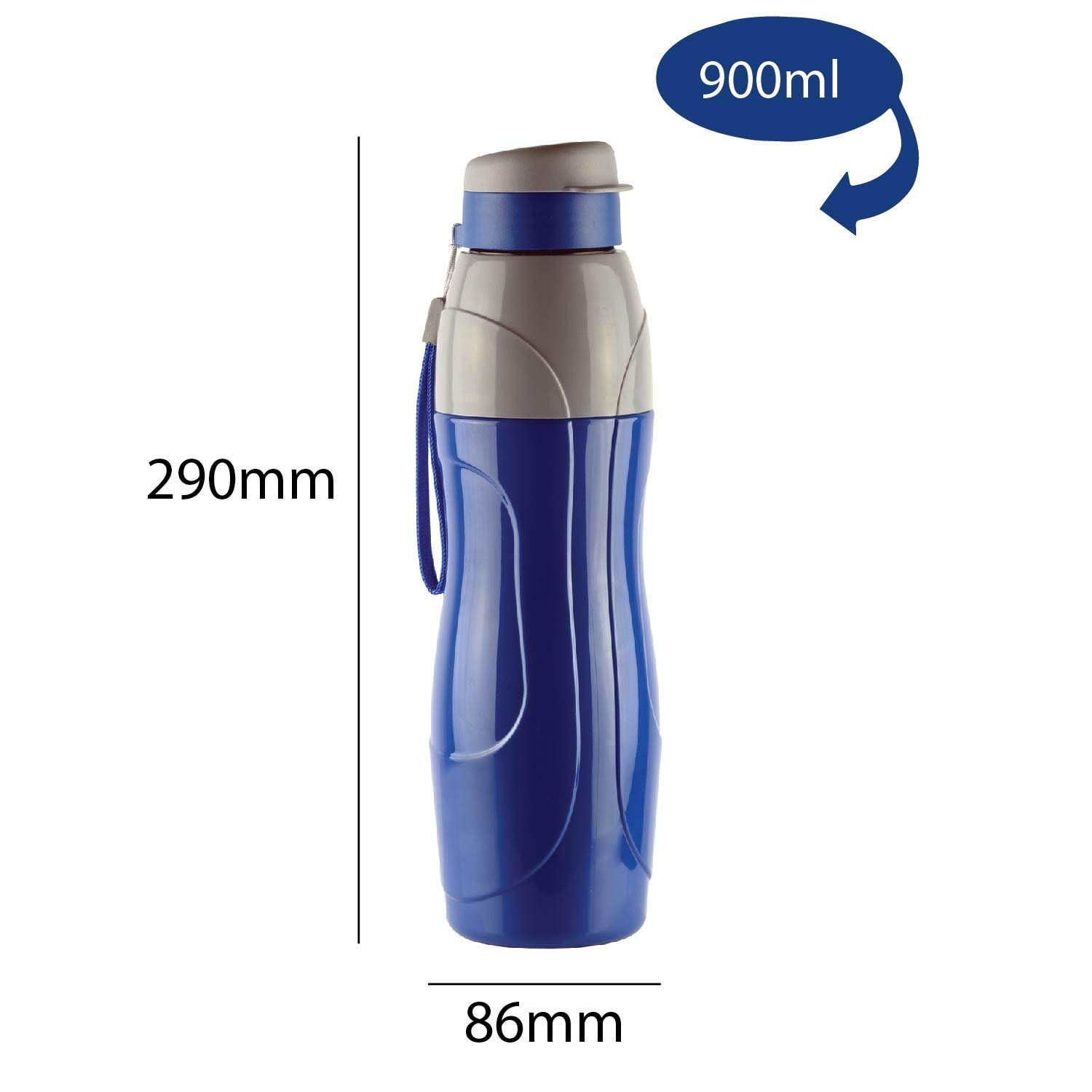 Cello Puro Sports 900 - 24oz BPA-Free Plastic Water Bottle with Leakproof Lid, Lightweight & Durable for Gym, Hiking & Outdoor Activities | Blue (Single Bottle)