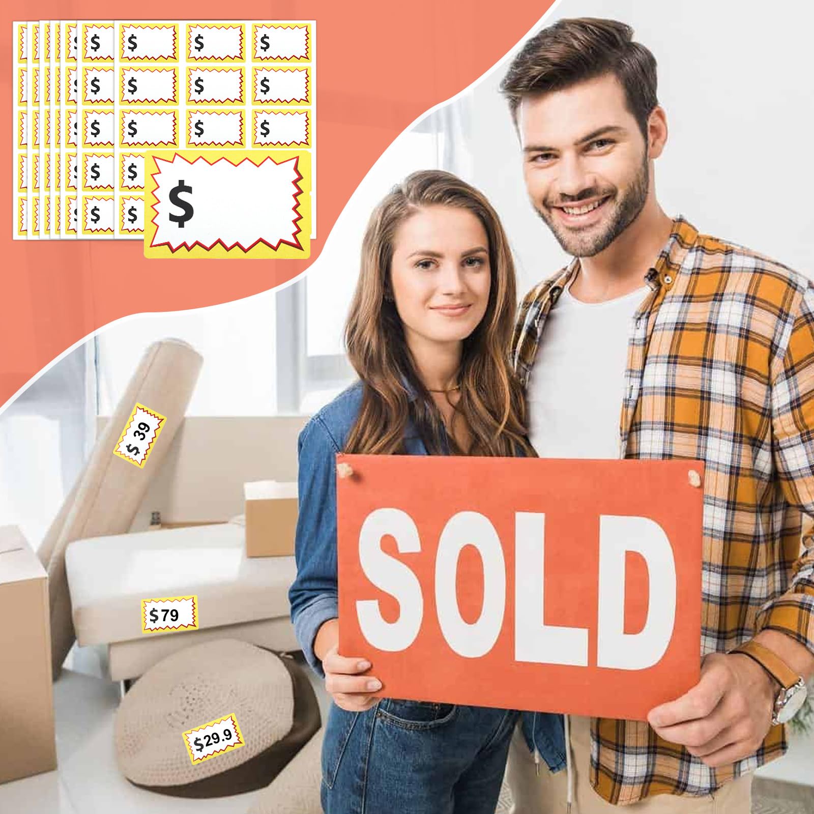 600 Pcs Self-Adhesive Garage Sale Stickers - 2