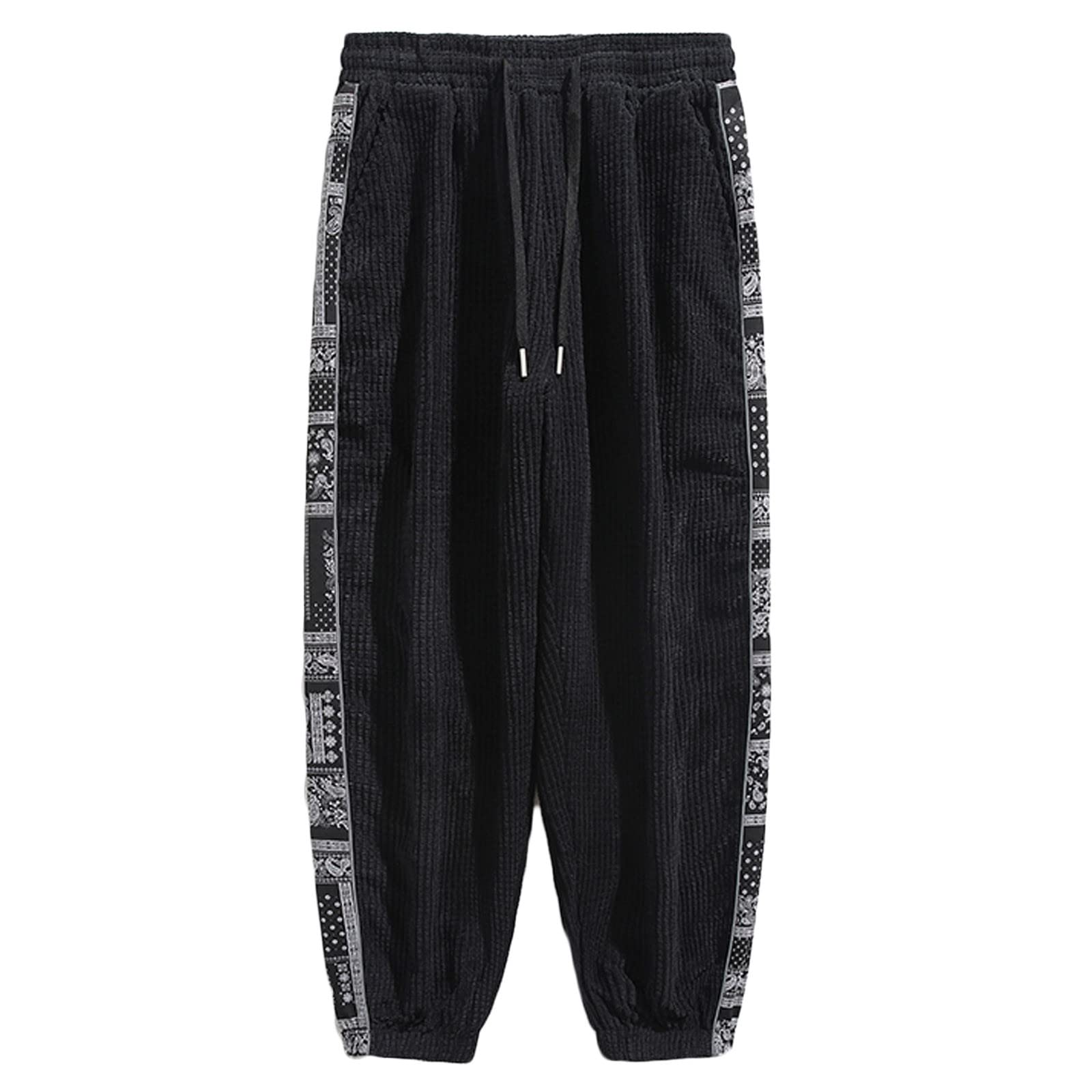 Men's Casual Corduroy Sweatpants with Drawstring & Elastic Waist - Loose Fit Sport Pants for Spring & Summer - Perfect for Jogging, Gym, Lounge & Everyday Wear