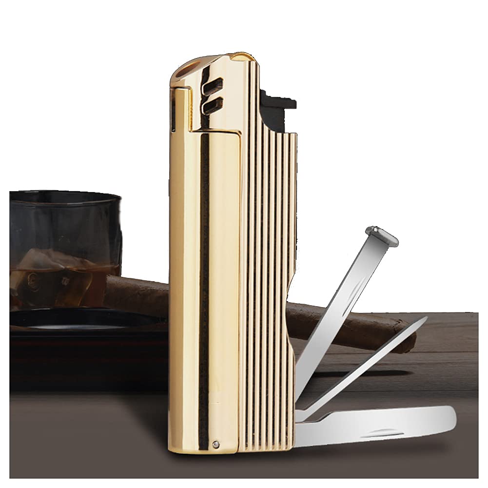 Refillable Butane Inflatable Lighter - 4-in-1 Multifunctional Smoking Accessory with Soft Flame & 3 Pipe Cleaner Tools | Perfect Gift for Father's Day, Husband & Pipe Enthusiasts | Ideal for Outdoor Camping, BBQ & Tobacco Enjoyment