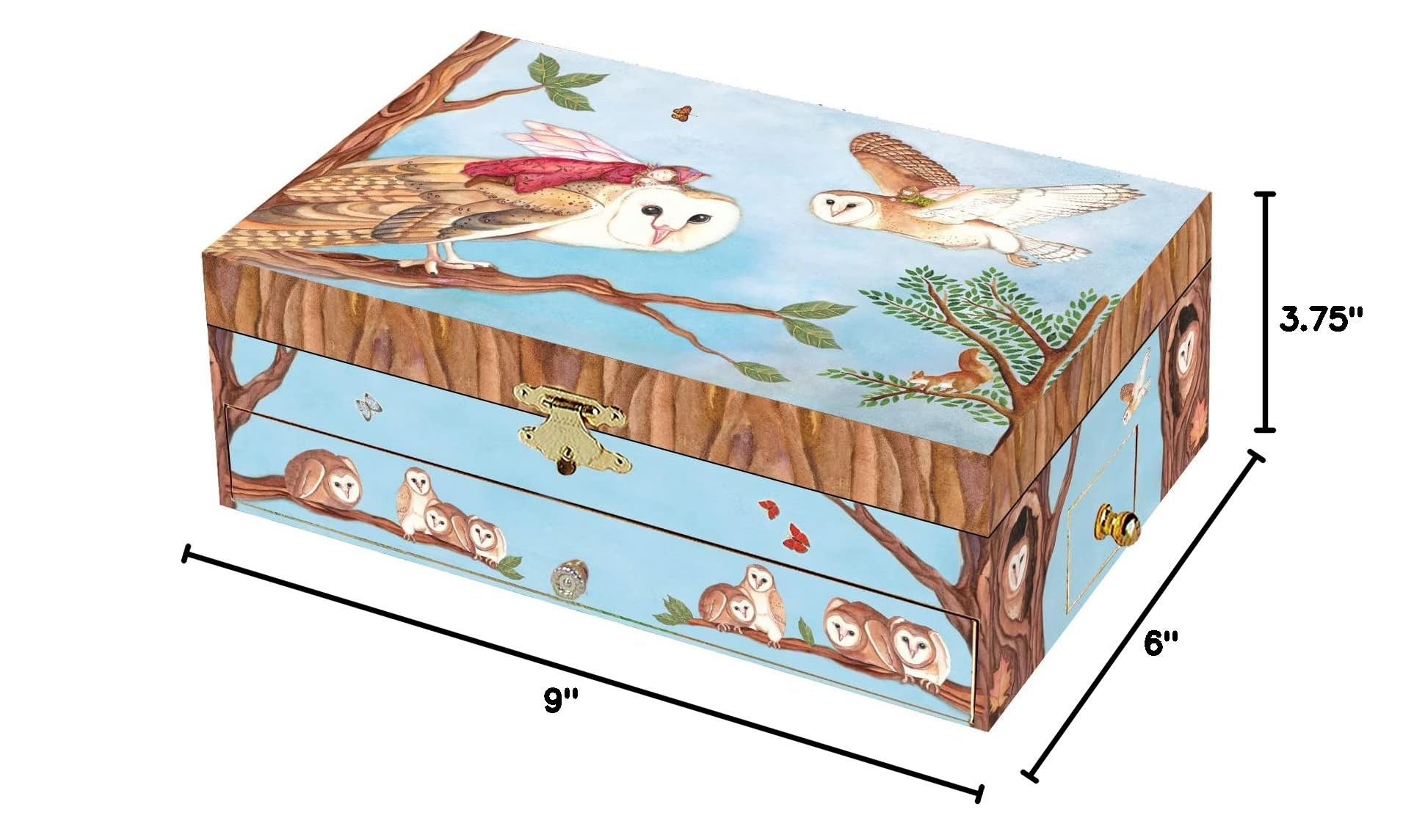 Fairy & Owl Musical Jewelry Box for Girls - Handcrafted Wooden Music Box with Mirror - Perfect Gift for Birthday, Christmas & Special Occasions | Jewelry Storage & Home Decor