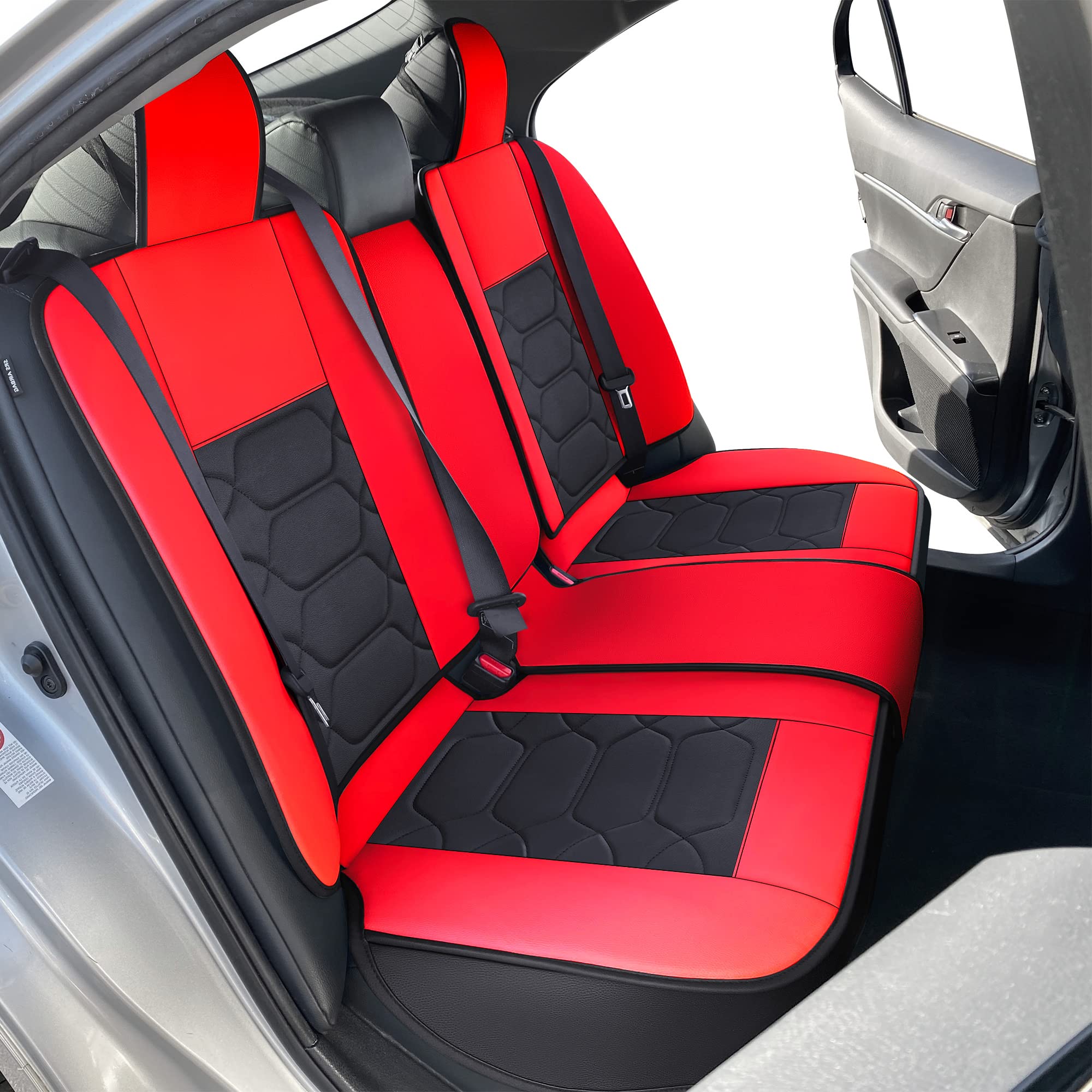 Custom Fit Waterproof Faux Leather Seat Covers for 2012-2025 Toyota Camry - Full Set Red Car Seat Protectors | Perfect for Daily Commuting, Road Trips & Protecting Your Car Interior