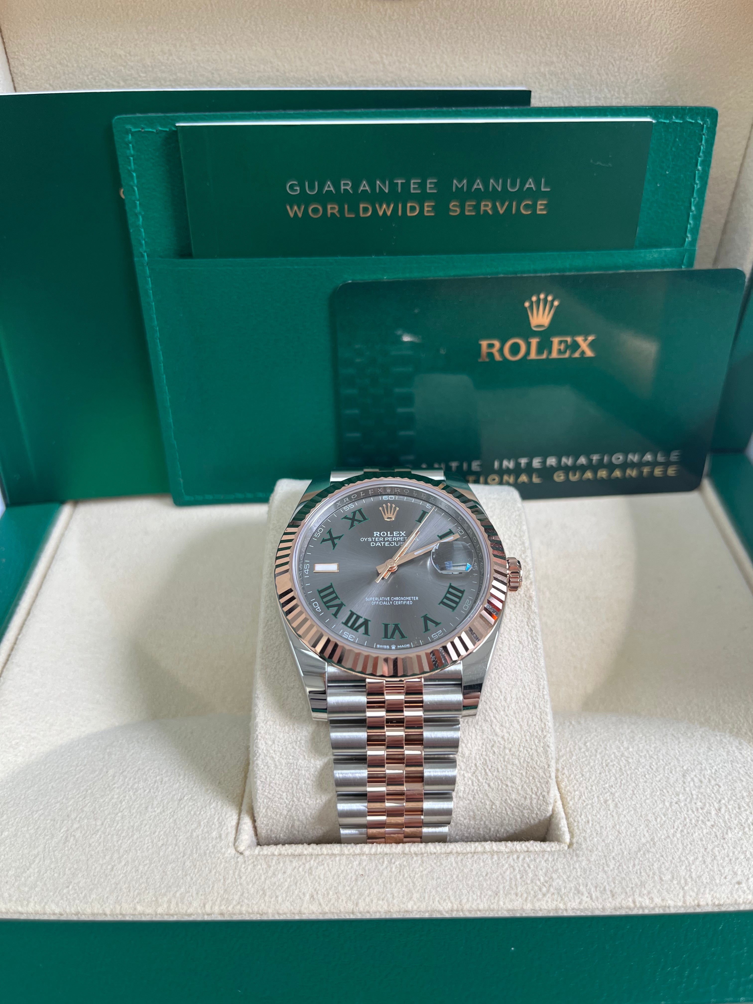 Rolex Datejust 41 Two Tone Stainless Steel & Rose Gold Watch - Grey Slate Roman Dial, Fluted Bezel, Jubilee Bracelet (Ref#126331) | Luxury Dress Watch for Business & Formal Occasions