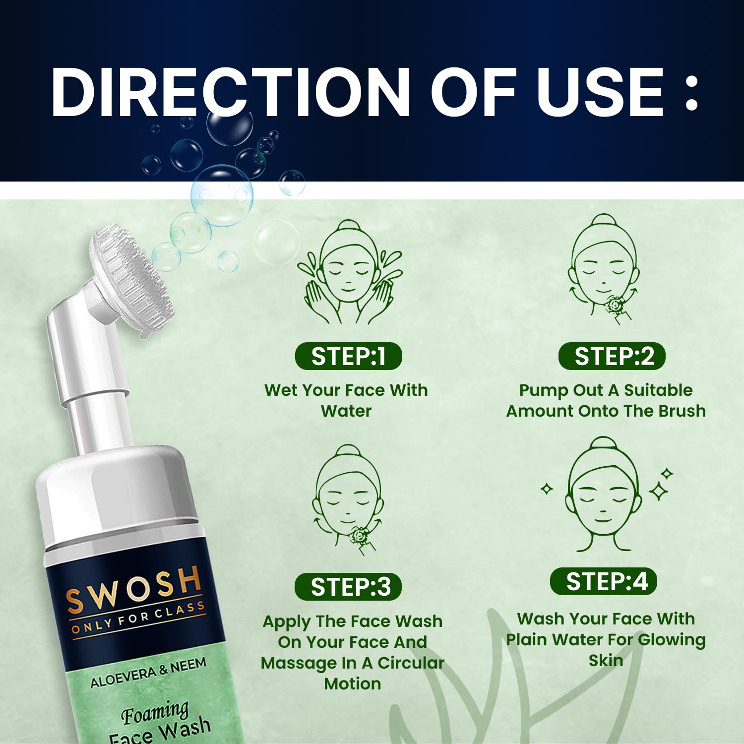 SWOSH Ayurvedic Skin Care Combo Pack - Aloe Vera Face Wash, Apple Face Wash & Vitamin C Face Wash (100ml each) + Vitamin C Serum (30ml) - Deep Cleansing & Moisturizing for Glowing Skin - Perfect for Daily Skincare Routine & Anti-Aging Care