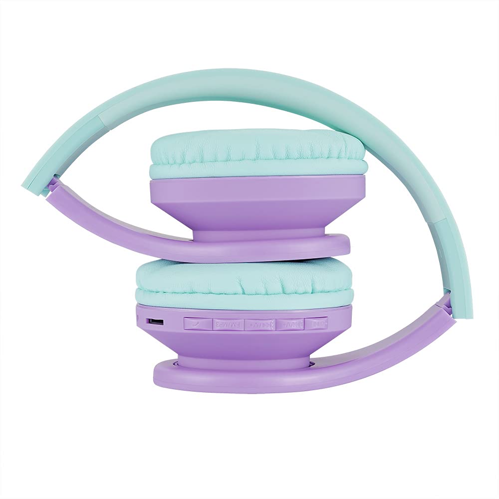 PowerLocus Kids Wireless Bluetooth Headphones with Microphone - Foldable Over-Ear Design, 85DB Volume Limit, SD Card & FM Radio - Compatible with Phones, Tablets, PC - Perfect for School, Travel & Home Learning