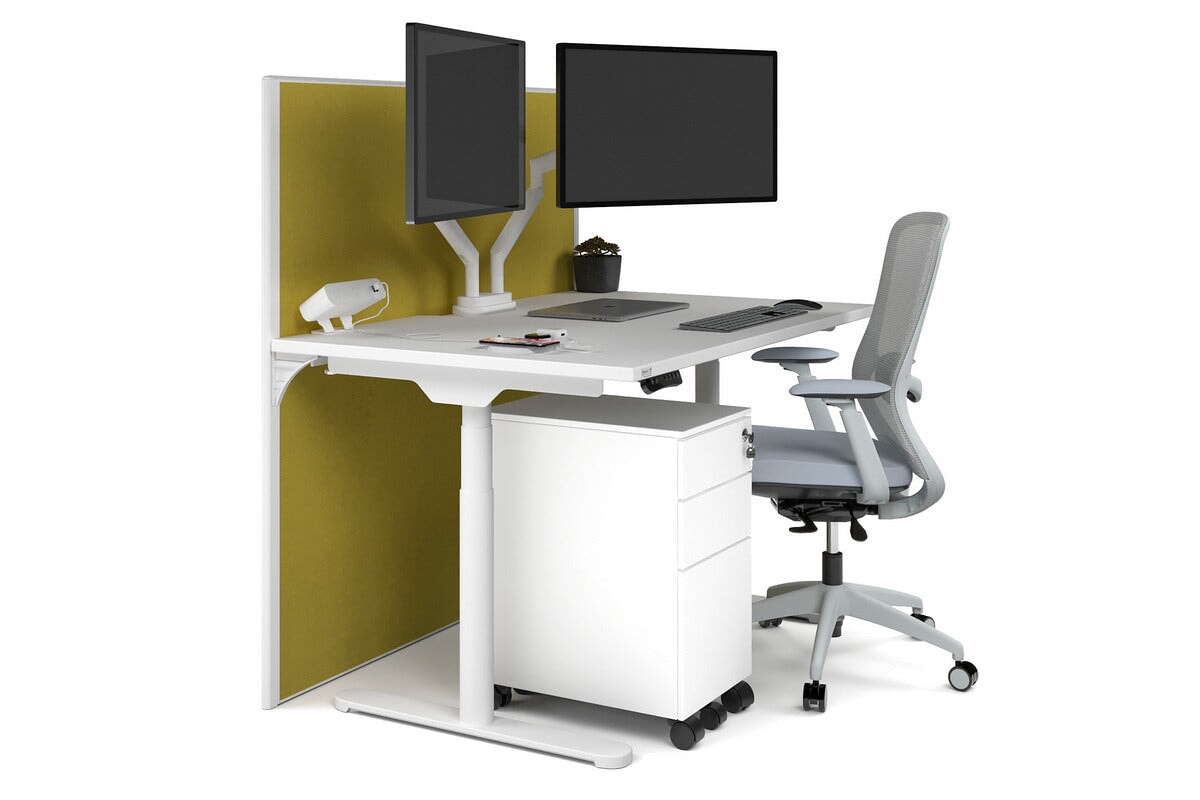 Flexi Premium Height Adjustable Single Workstation Desk - 1200L x 800W with Cable Management Scallop | Ergonomic Standing Desk for Home Office & Workspace