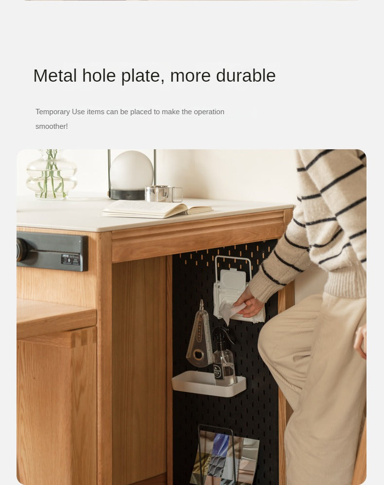 Solid Oak Wood Rock Plate Island - Multi-Functional Dining Sideboard for Kitchen, Dining Room & Living Room Storage