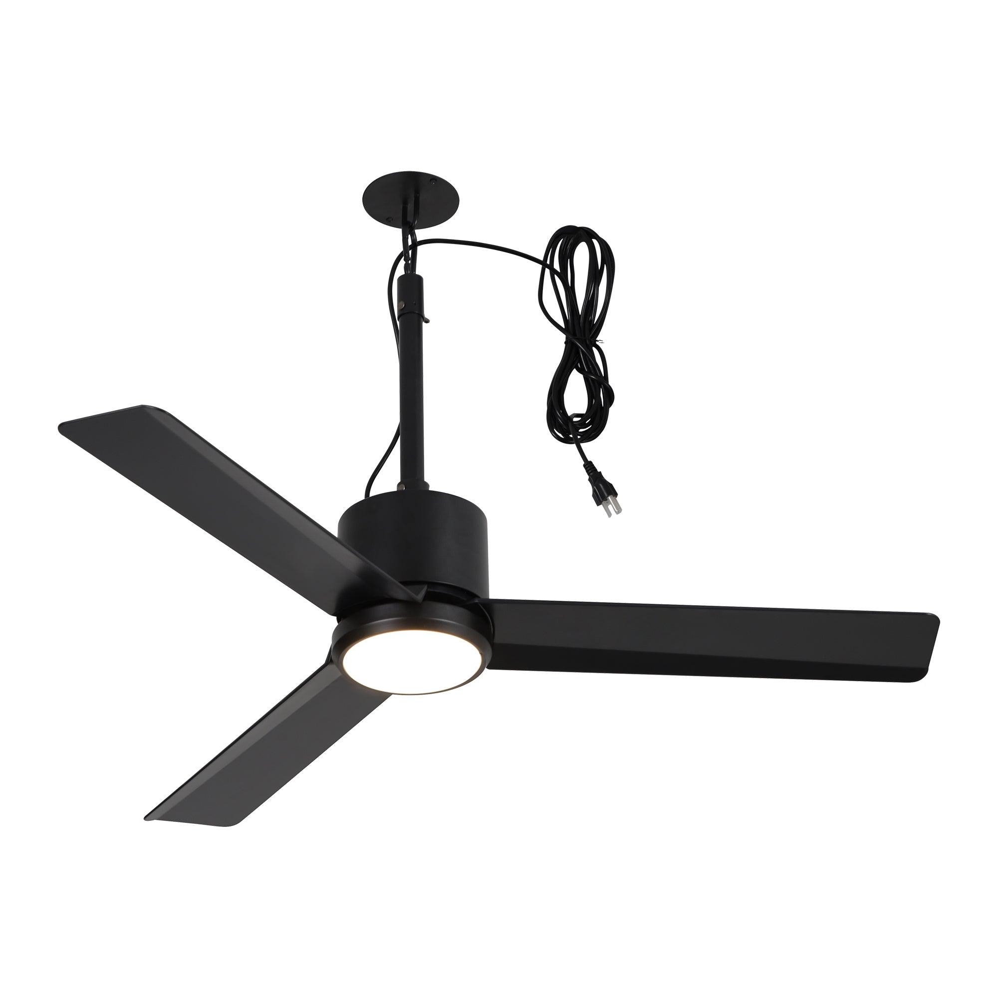 42 Inch IP65 Waterproof Ceiling Fan with LED Light - Indoor/Outdoor Use for Patio, Pool Area, Bathroom & Covered Porches - Black Finish with Convenient Hanging Hook