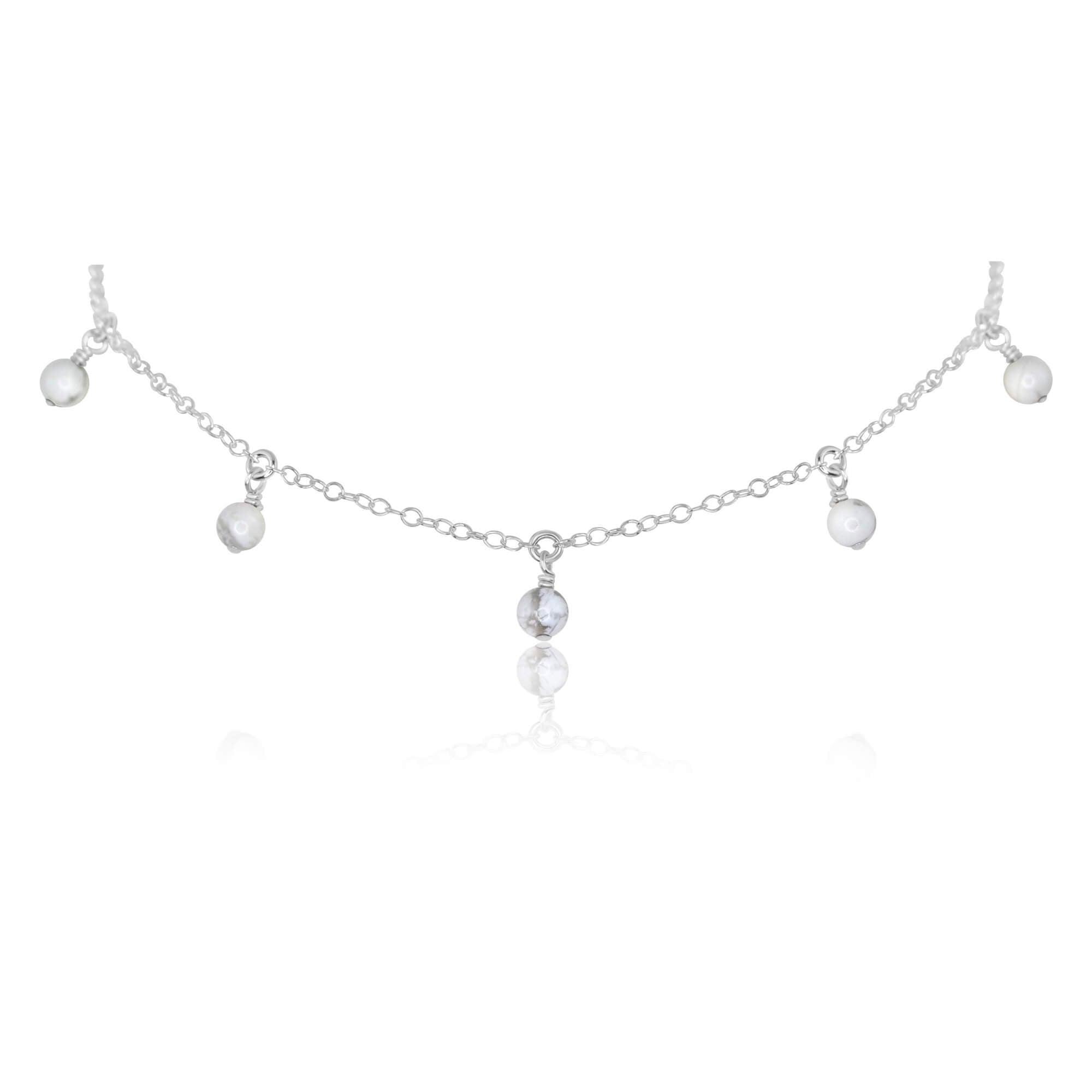White Howlite Bead Drop Choker Necklace - Natural Stone Jewelry for Women, Boho Style Layering Piece | Perfect for Yoga, Meditation & Spiritual Healing