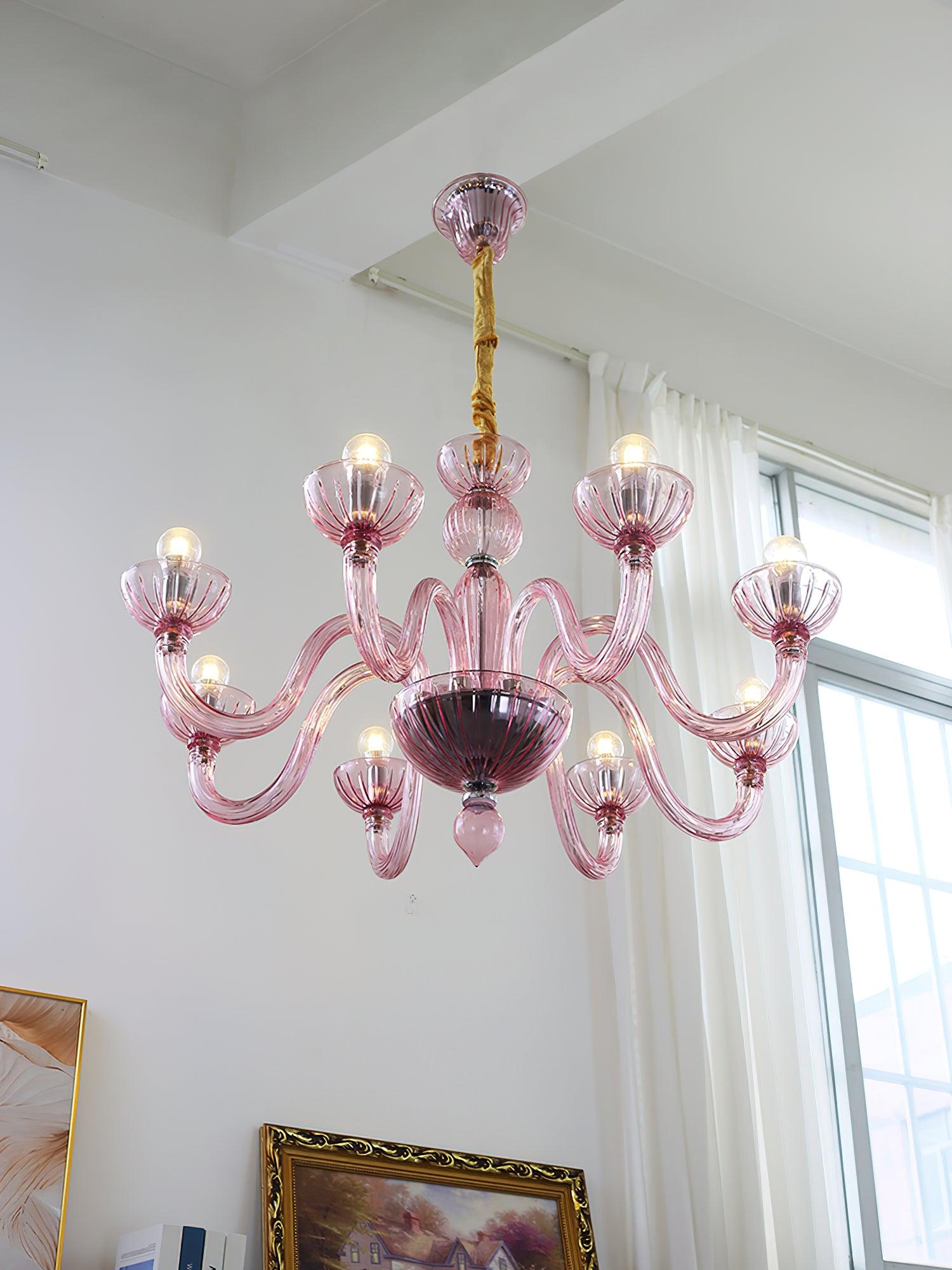 Elegant Ares Murano Glass Chandelier - Handcrafted Italian Crystal Lighting Fixture for Dining Room, Living Room & Bedroom Decor