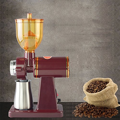 Premium Commercial Electric Coffee Grinder - Stainless Steel Bean & Powder Grinding Machine for Espresso, French Press - Perfect for Home, Office & Cafe Use (Red)