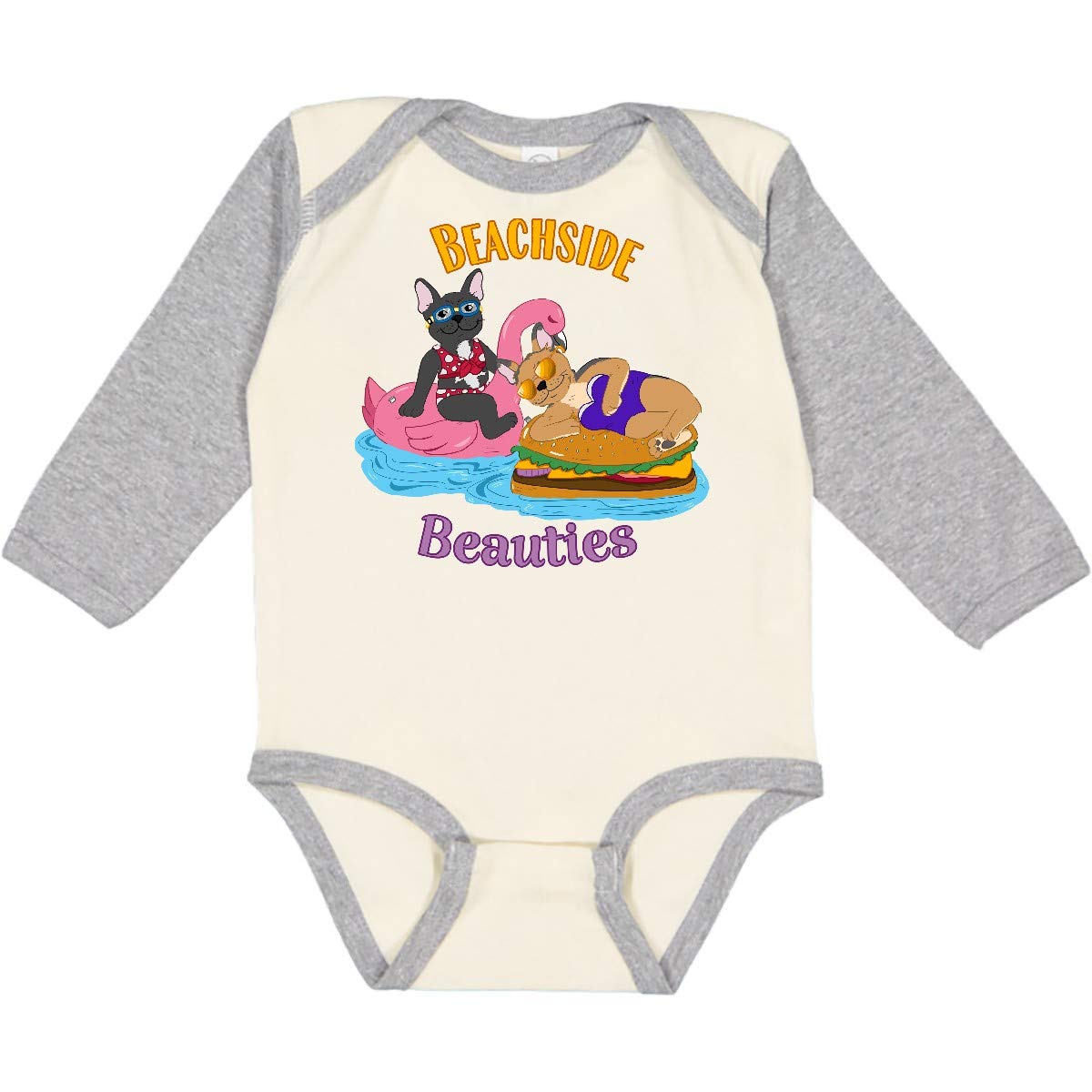 Inktastic Beachside Beauties Cute French Bulldogs on Pool Long Sleeve Baby Bodysuit - Perfect for Beach Outings, Pool Parties & Summer Photoshoots