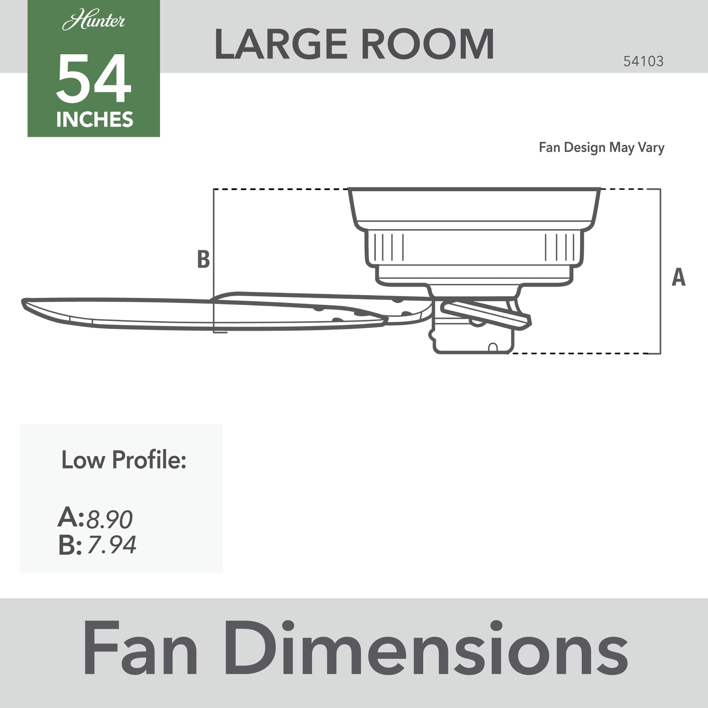 Hunter Fan Company Casablanca Durant 54-inch Low Profile Indoor Ceiling Fan with Pull Chain Control - White (54103) - Perfect for Living Rooms, Bedrooms, and Home Offices